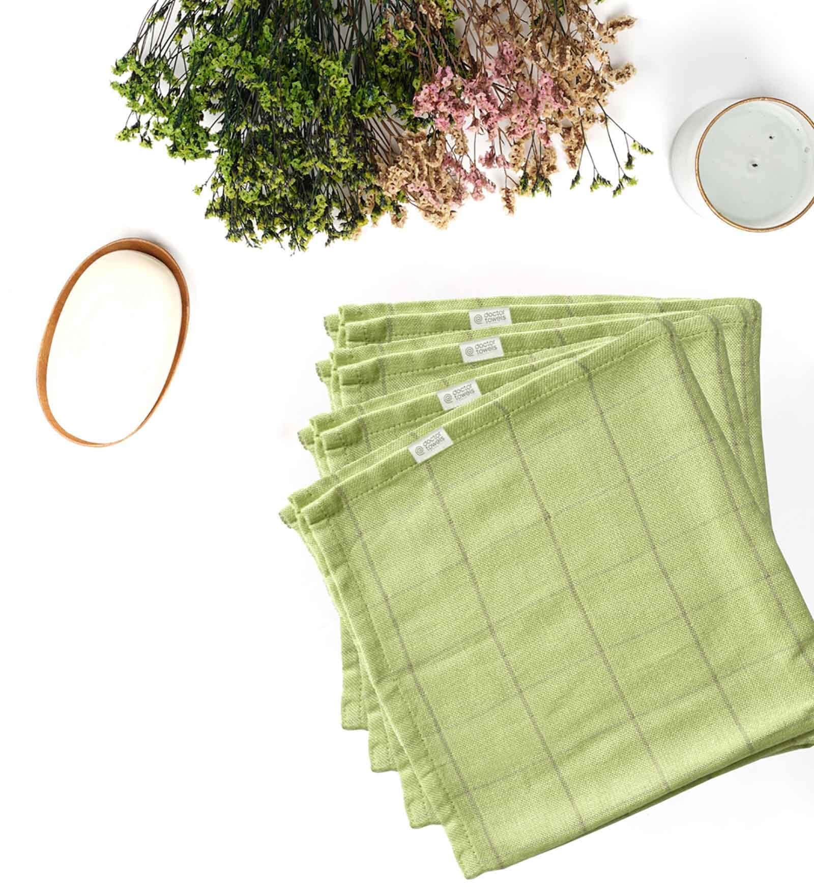 Green Banana Double Cloth Checkered 300 GSM 4 Pcs Face Towel