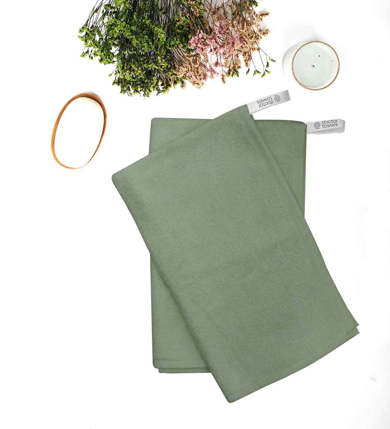 Sage Green Bamboo Terry Solid 550 GSM 2 Pcs Hand Towel