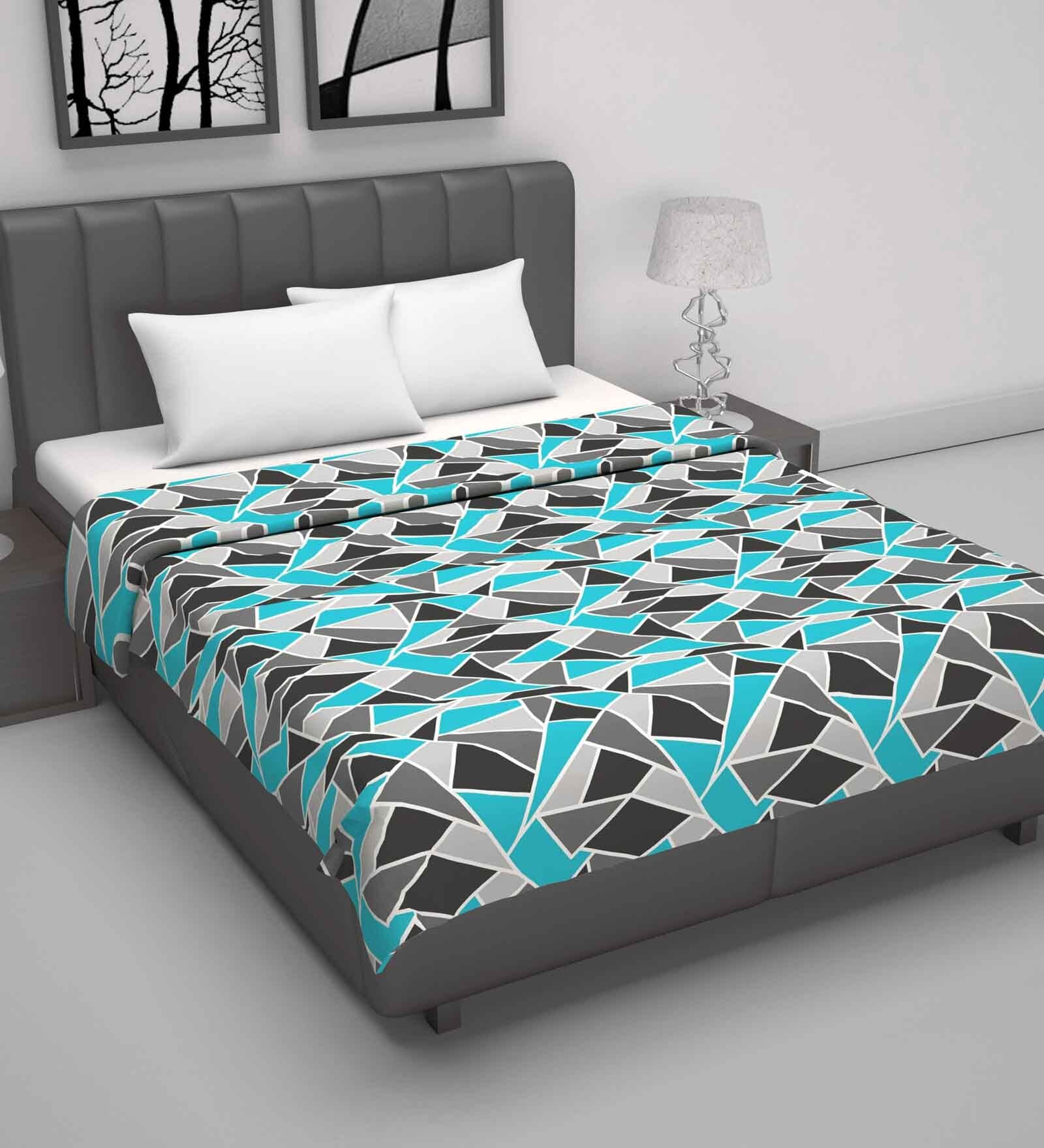 Blue Cotton Floral 120 GSM Double Dohar