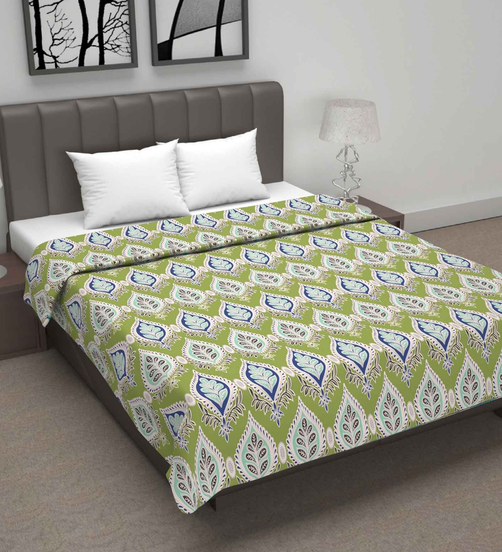 Green Cotton Floral 120 GSM Double Dohar