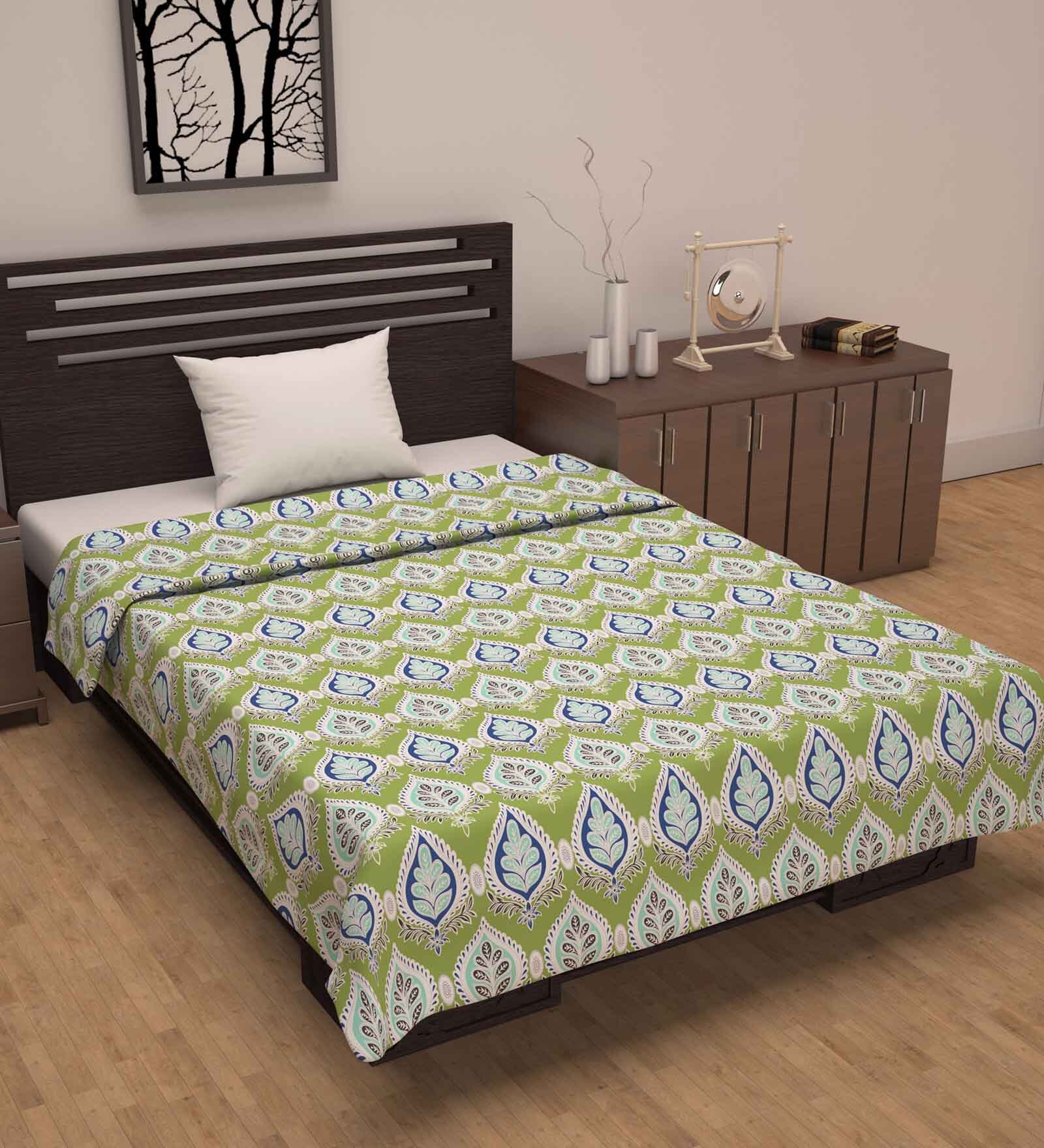 Green Cotton Floral 120 GSM Single Dohar