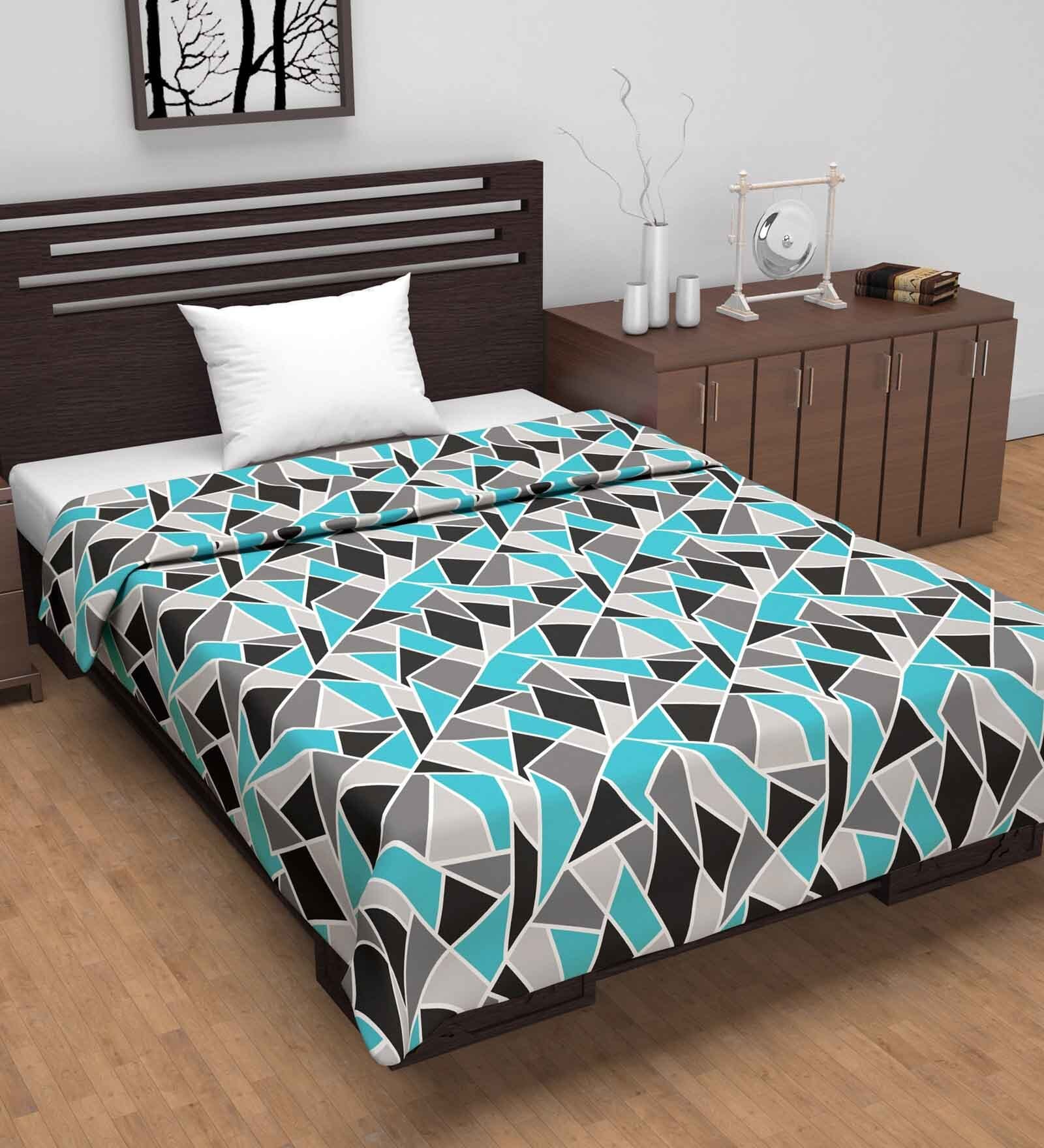 Blue Cotton Floral 120 GSM Single Dohar