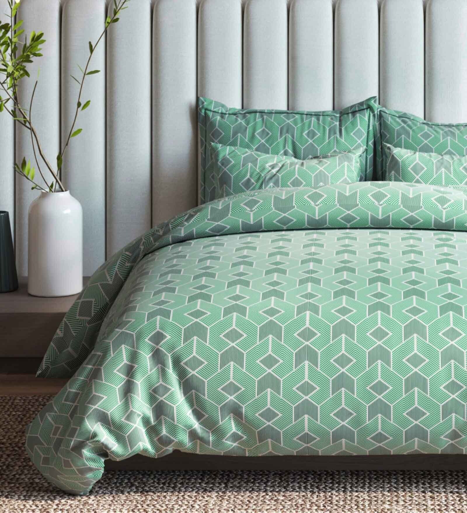 Green Cotton Blend Geometric 150 GSM Single Comforter