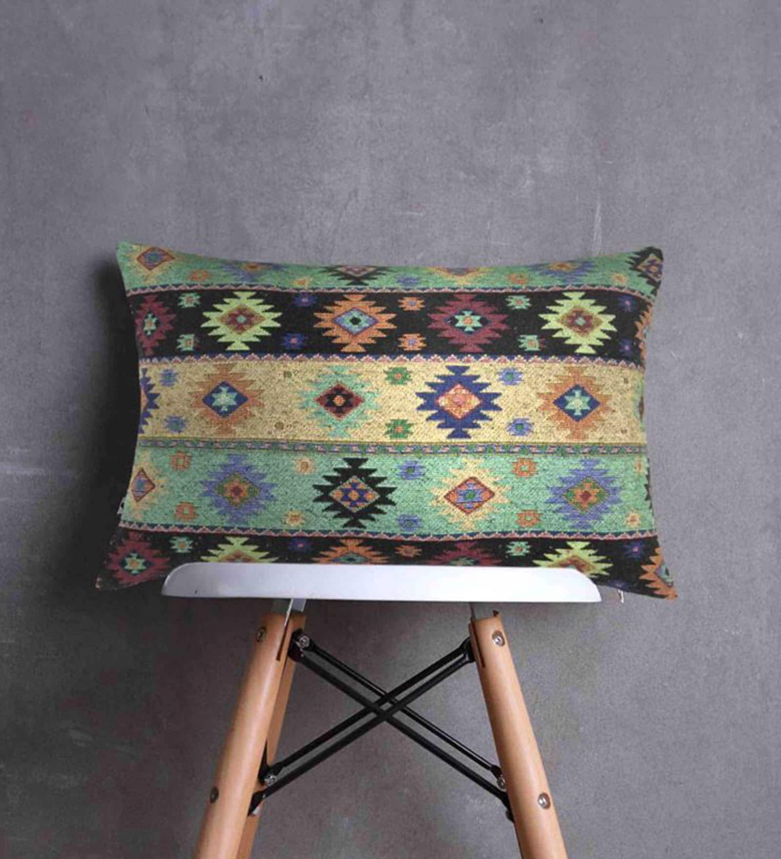 Multicolor Woven Cotton 24 x 16 Inches Cushion Cover