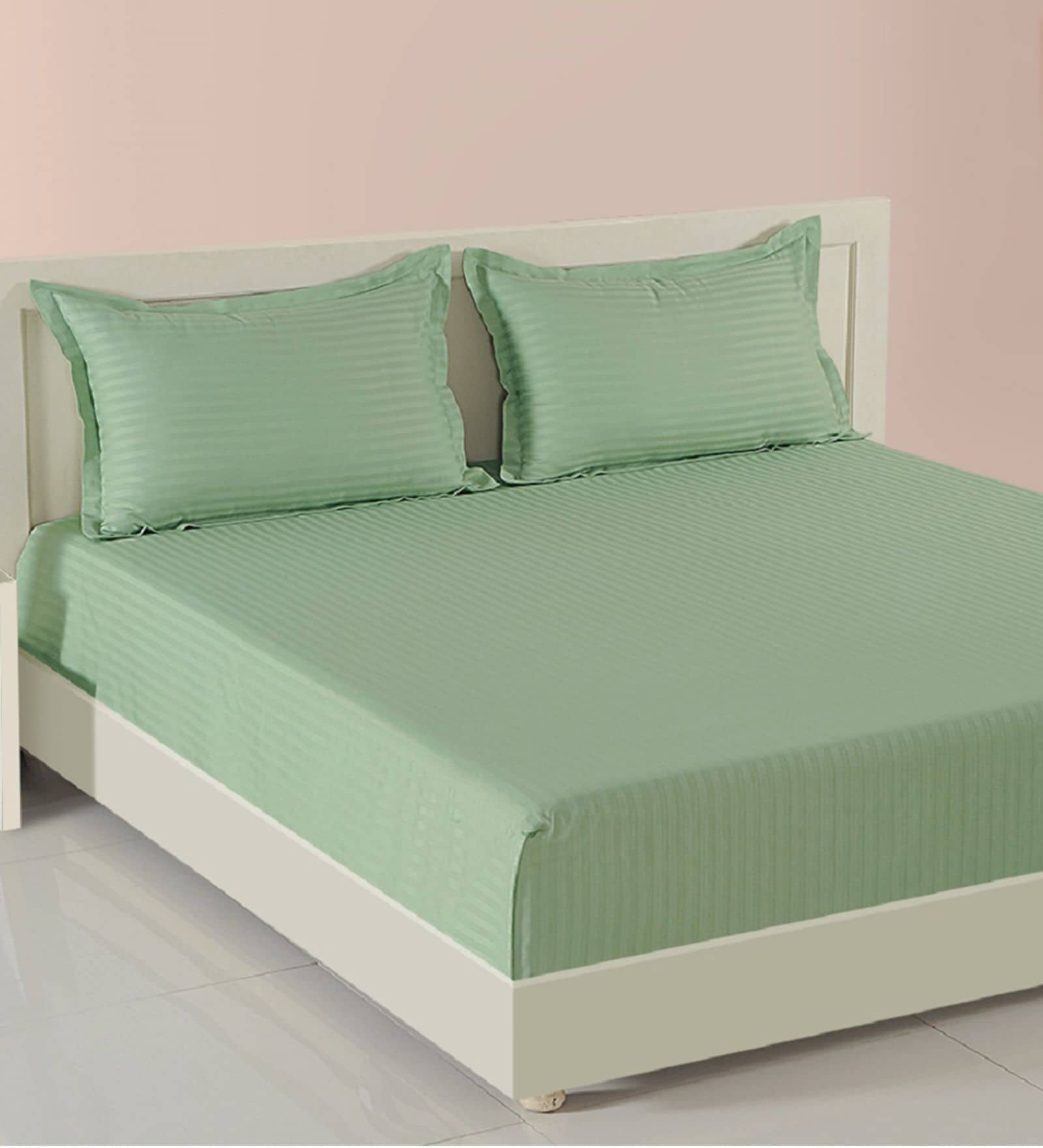 Green Cotton 400TC King Size Bedsheet Gift Set