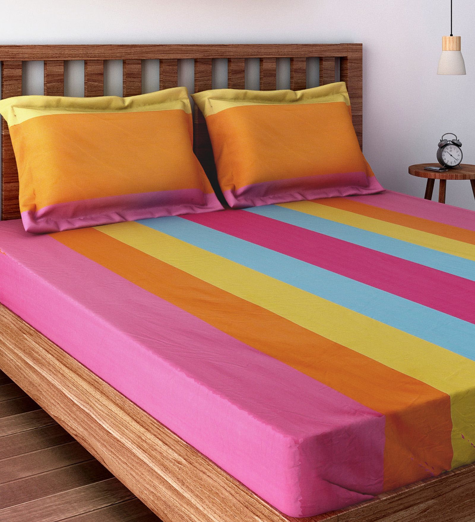 Buy Cotton 180TC King Size Bedsheet with 2 Pillow Covers By Swayam at