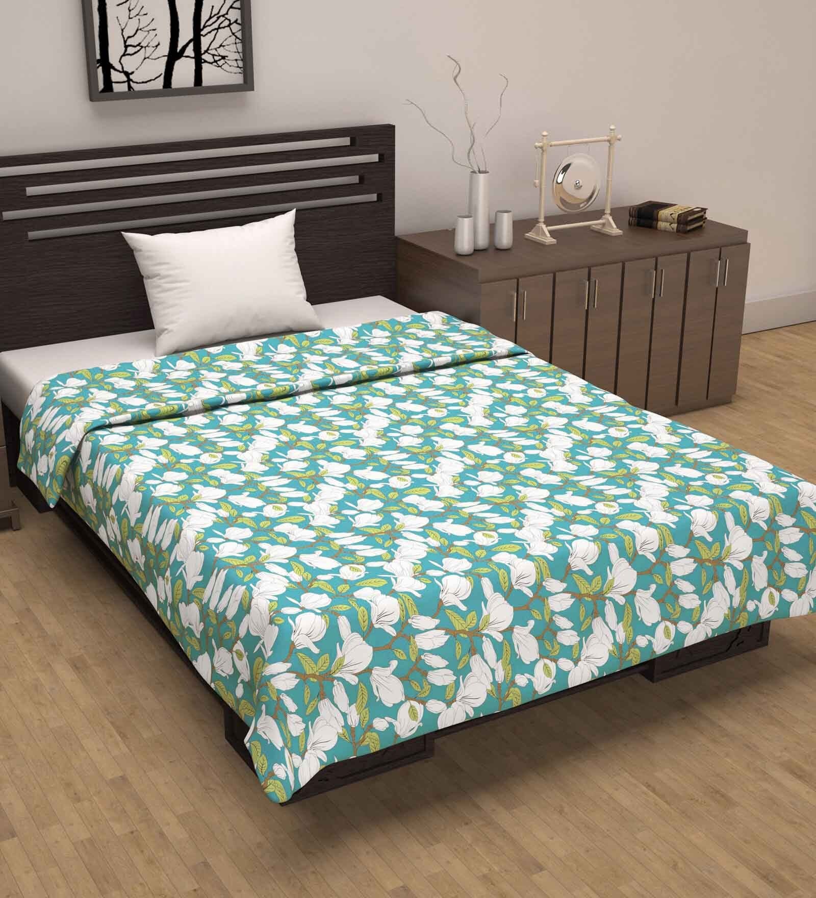 Green Cotton Patterned 120 GSM Single Bed Dohar