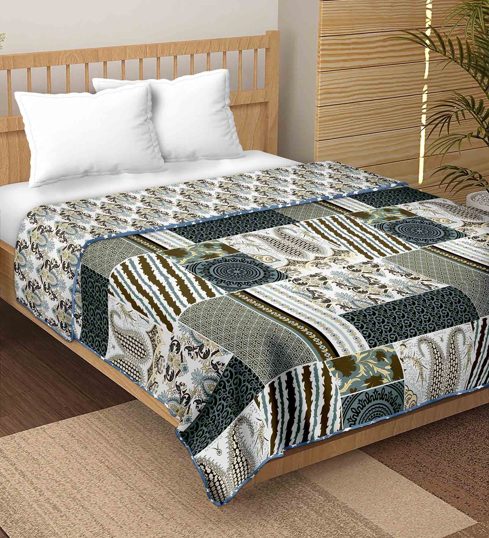Buy Multicolor Cotton Reversible 180 Double Bed Comforter by Bella Casa