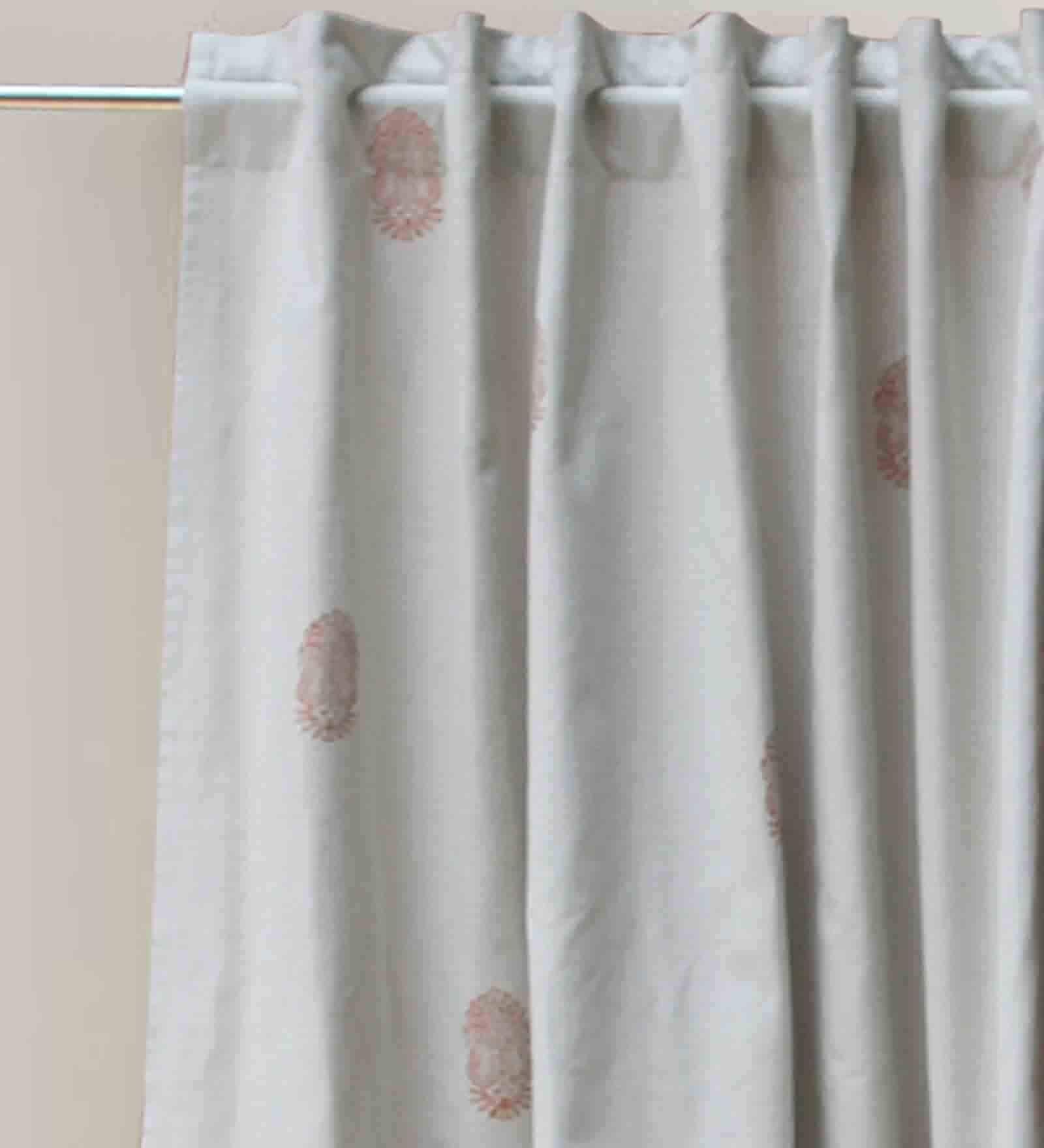 Off White Cotton Traditional 7.5Ft  Blackout Rod Pocket 1 Pc Door Curtain