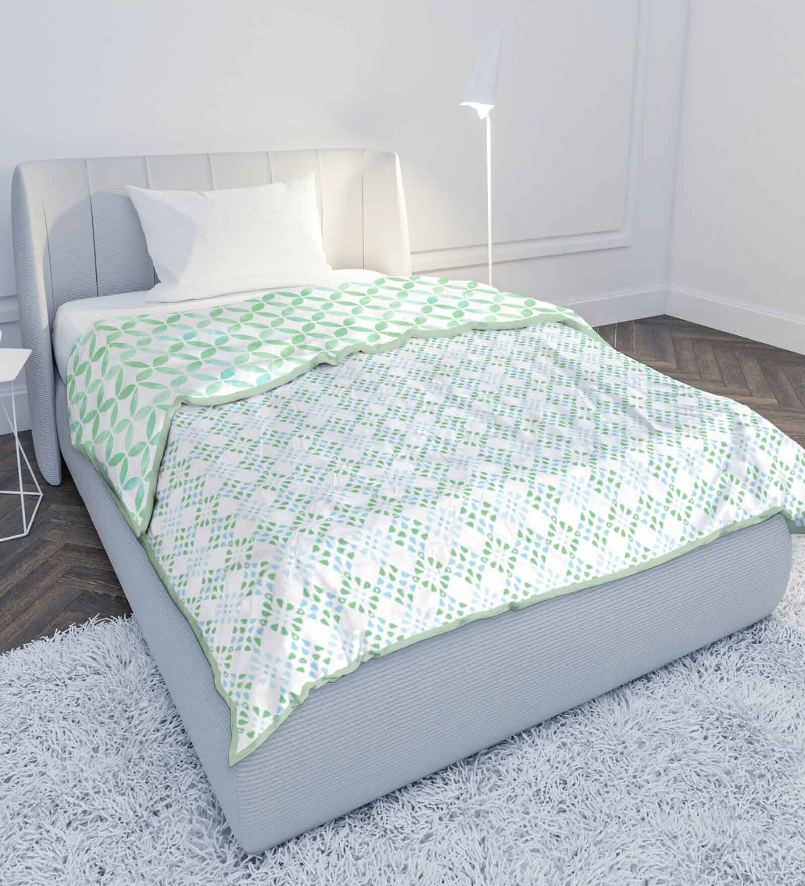 Green Cotton Abstract 120 GSM Reversible Single Bed Dohar