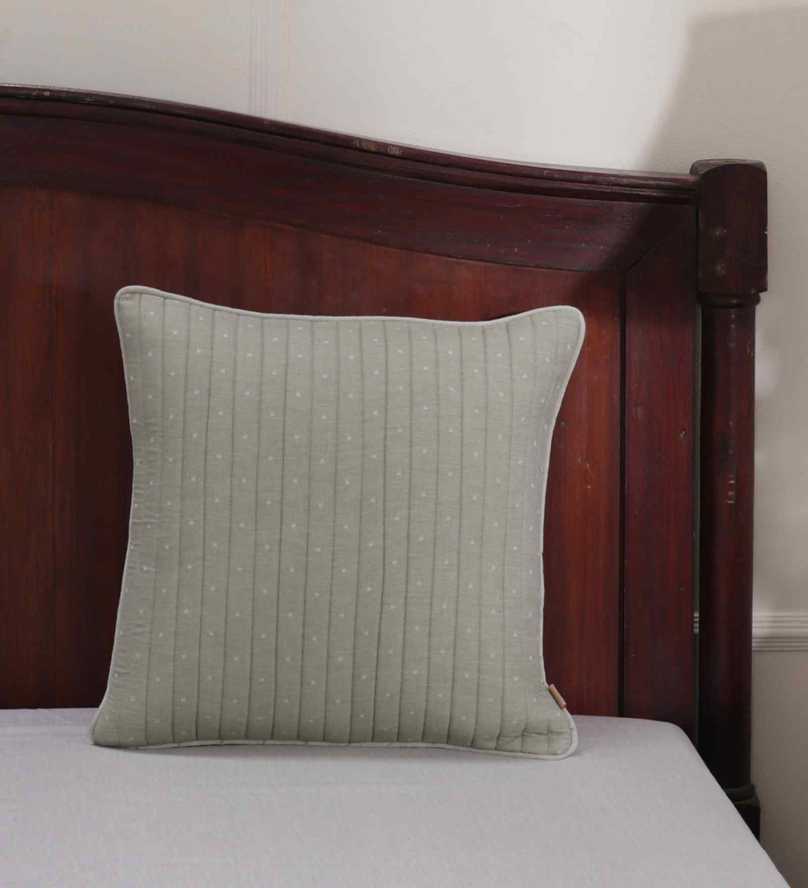 Green Cotton Solid 18x18 inches Square Cushion Cover