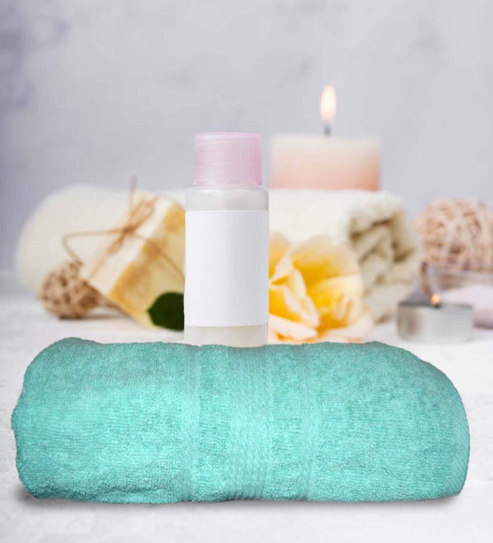 Sea Green Cotton Solid 500 GSM Bath Towels (1pc)
