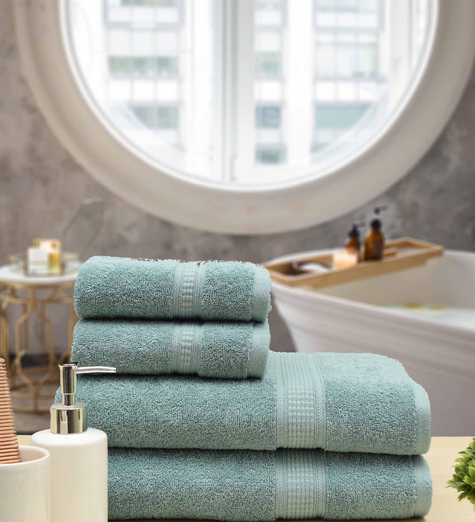 Mint Solid 550 GSM Cotton Towel Sets (Set of 4)
