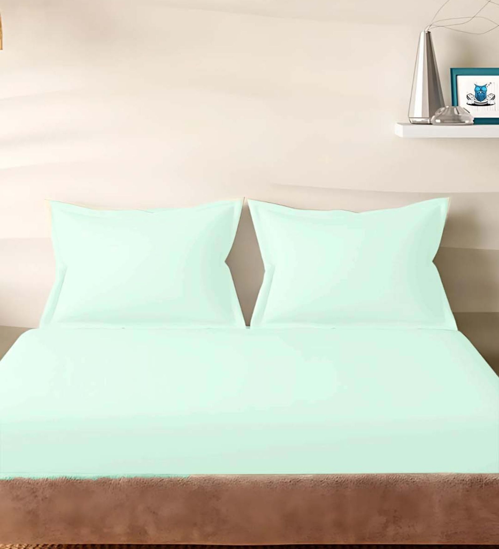 Green Cotton Solid 210TC Plain Set of 2 Pillow Covers