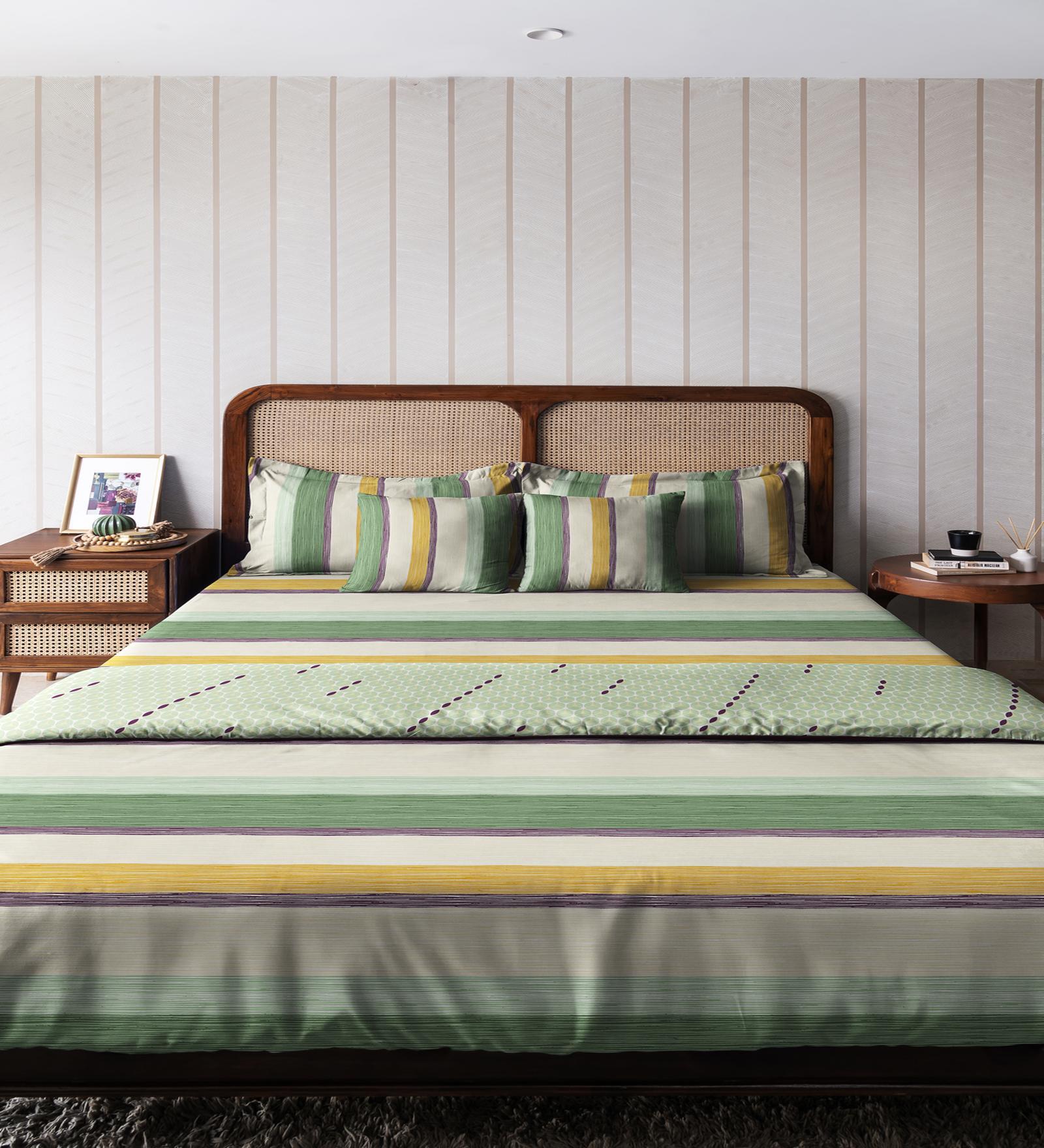 Green Cotton Stripe 80 GSM Double Bed Dohar