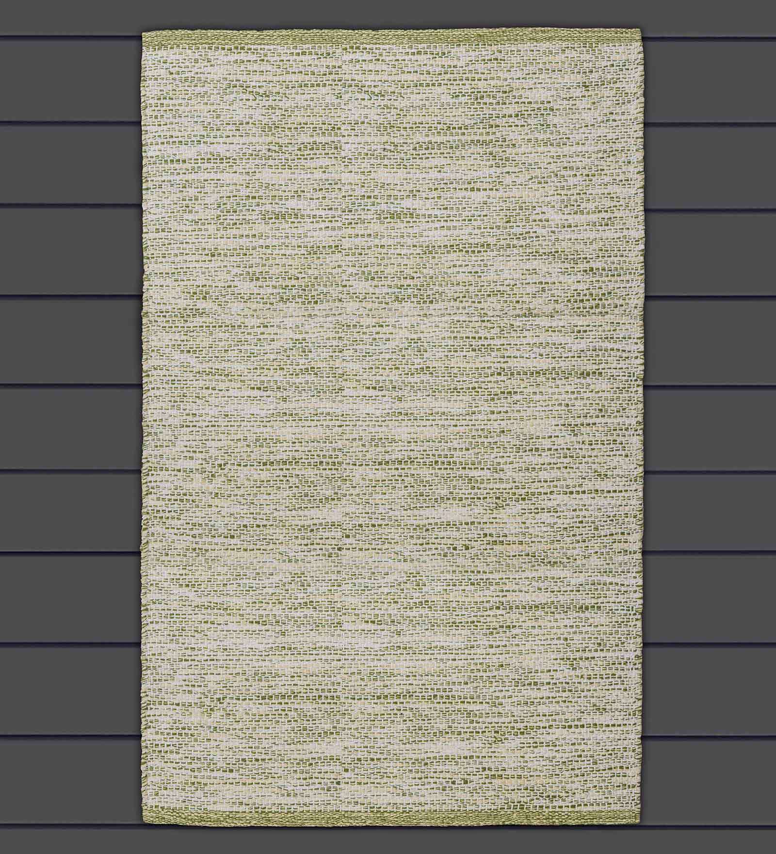 Green Cotton Solid 2 x 3 Feet Hand Woven Carpet