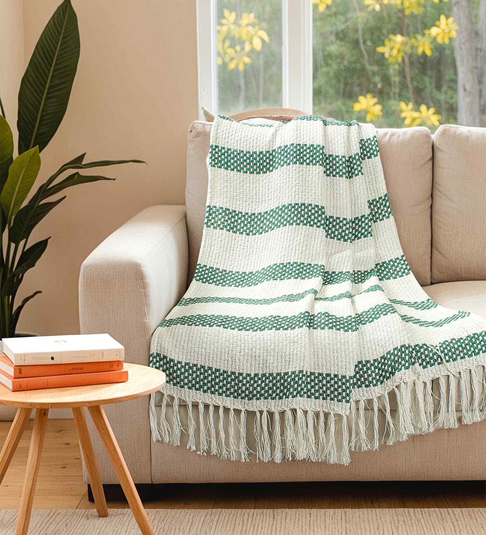 Green Cotton Throw