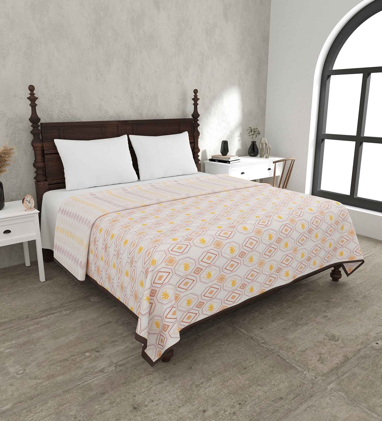 Yellow Cotton Traditional 200 GSM King Bed Dohar
