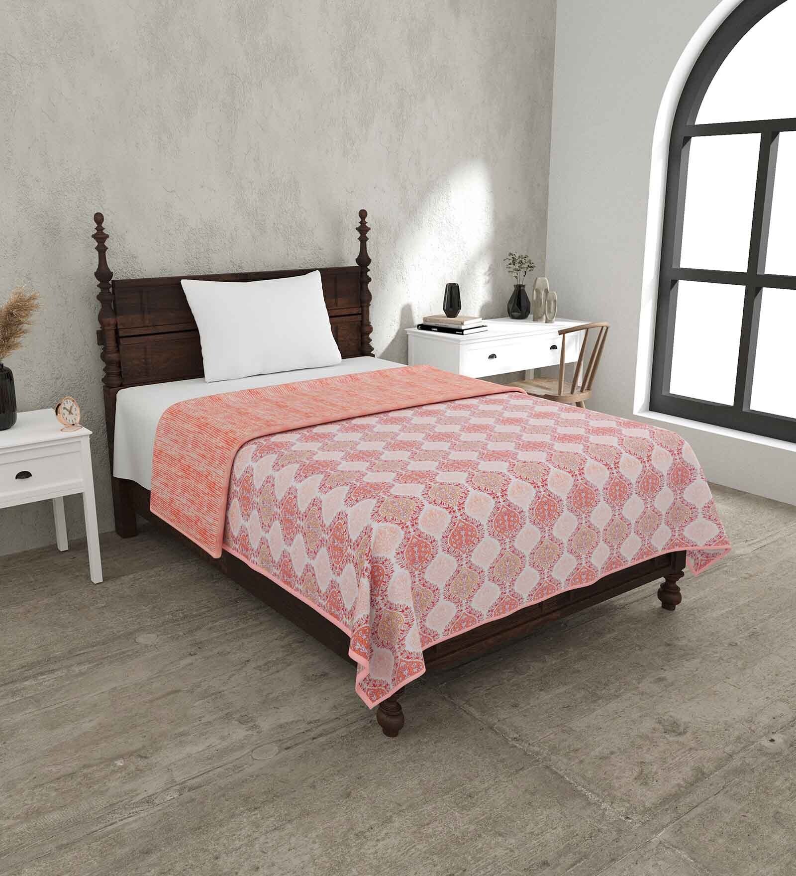 Peach Cotton Traditional 220 GSM Double Bed Dohar