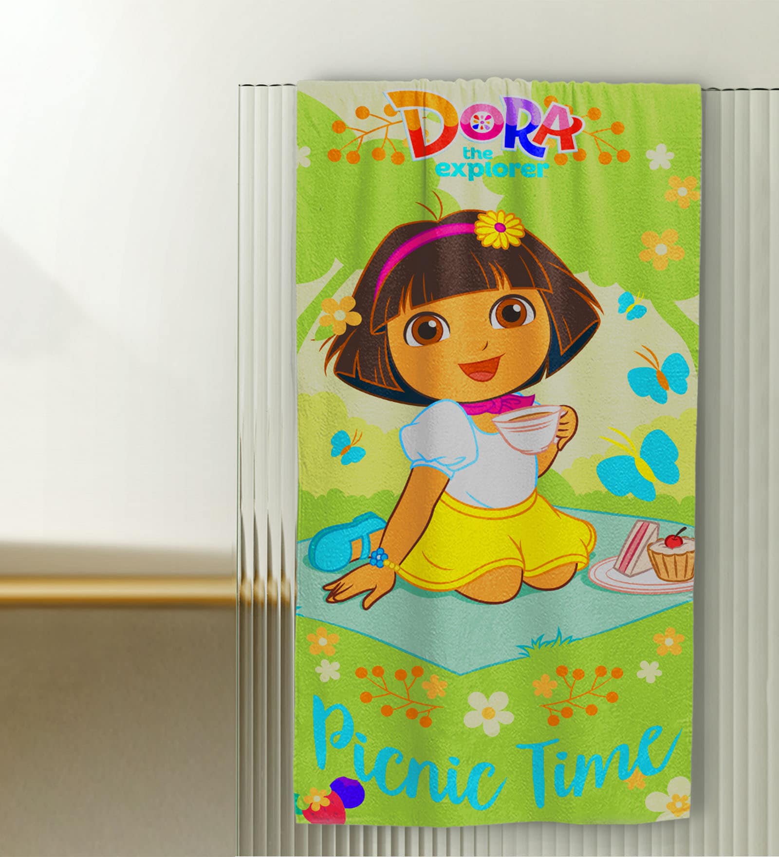 Green Dora Cotton 47 x 24 Inch Kids Towel 1 Pc