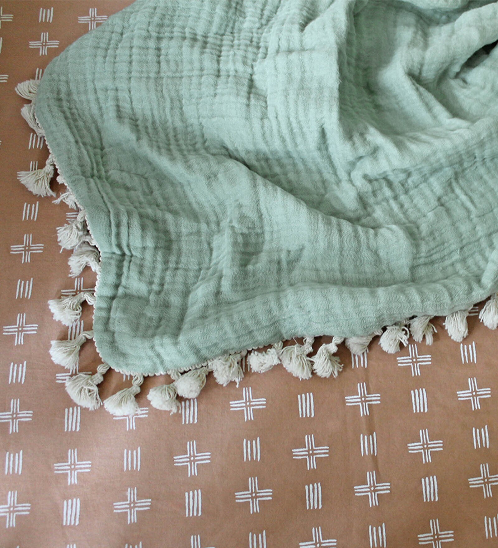 Green Evergreen Cotton Reversible Kids Blanket