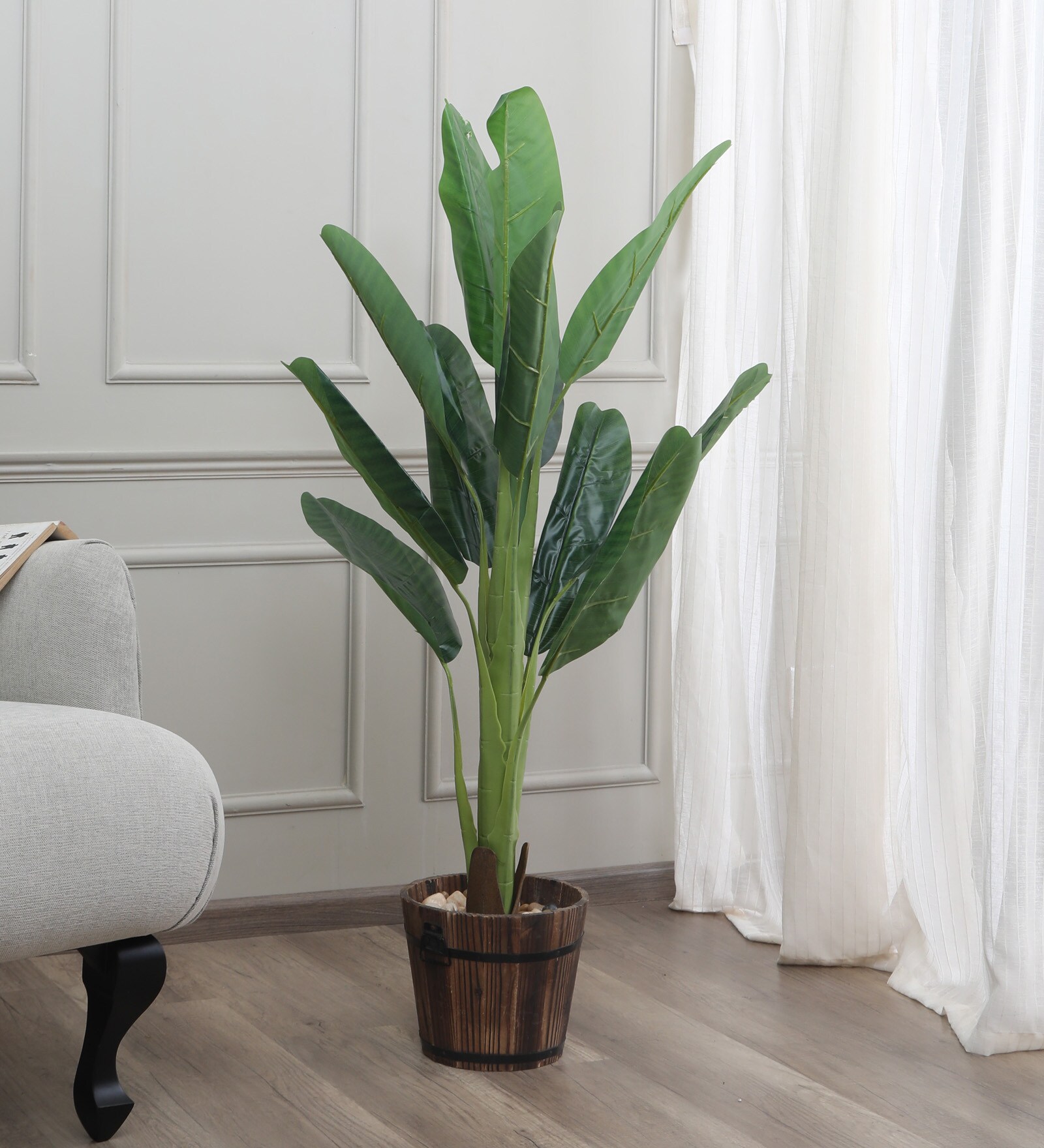 Green Fabric Artificial Banana Plant without Pot