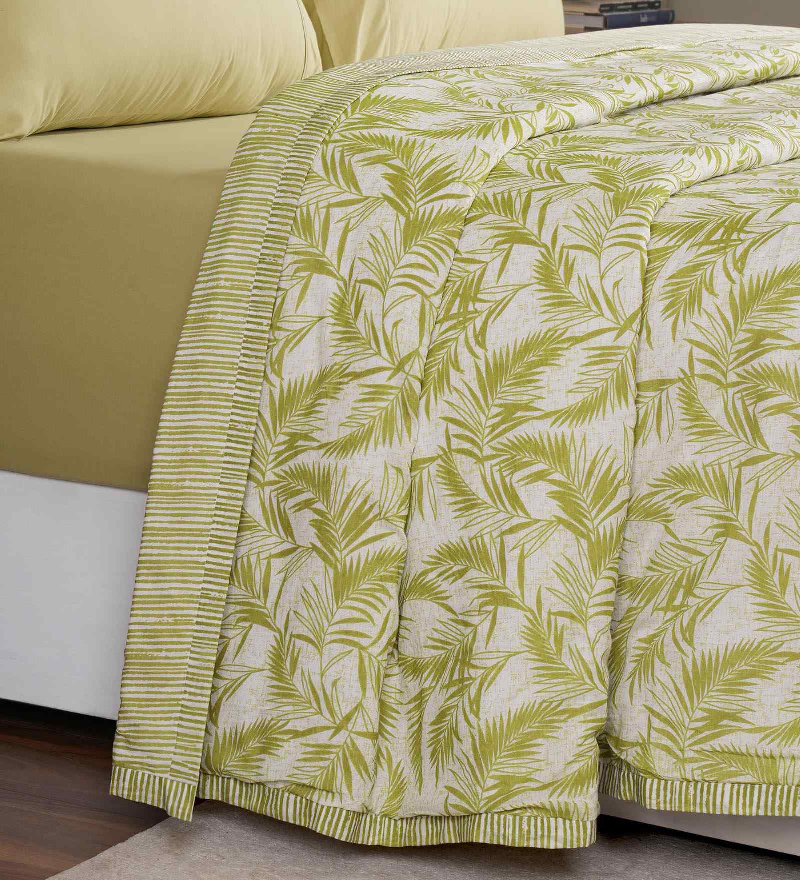 Green Floral Print Cotton Single Bed Dohar