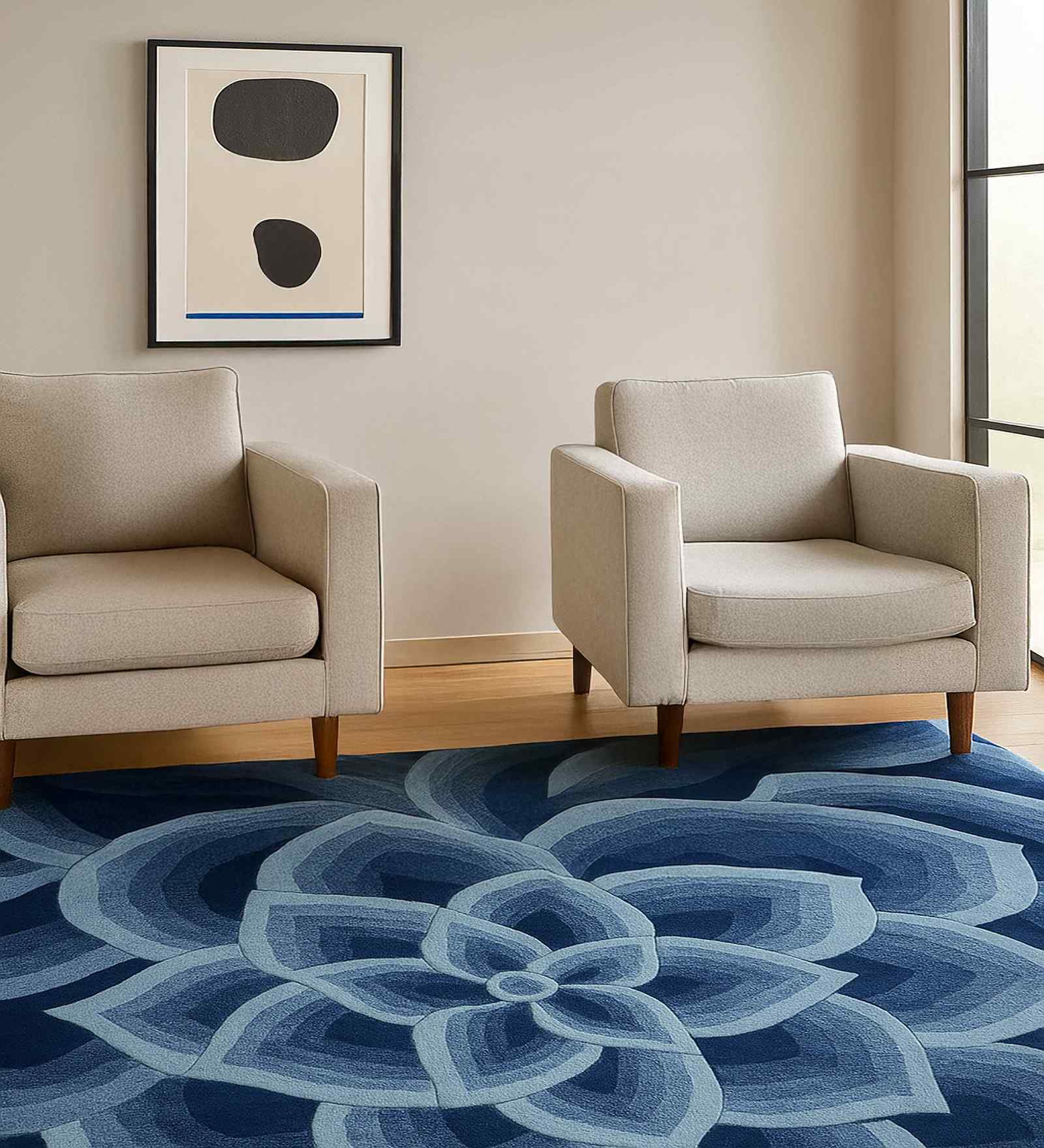 Green Floral Wool Hand Tufted Carpet