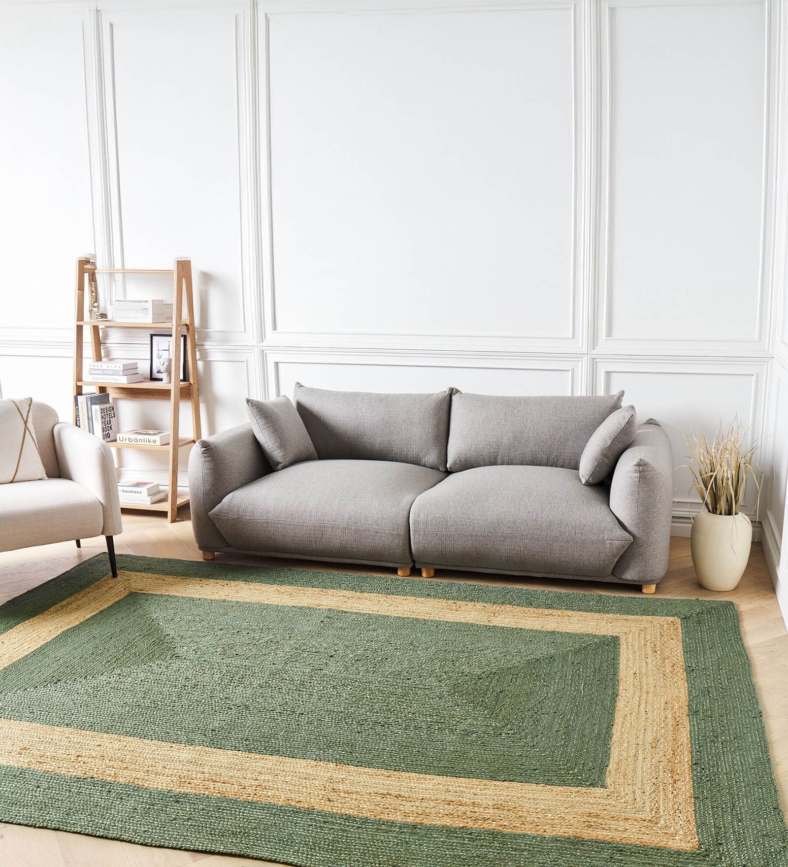 Green Geometric Jute 9 Ft X 6 Ft Hand Woven Dhurrie