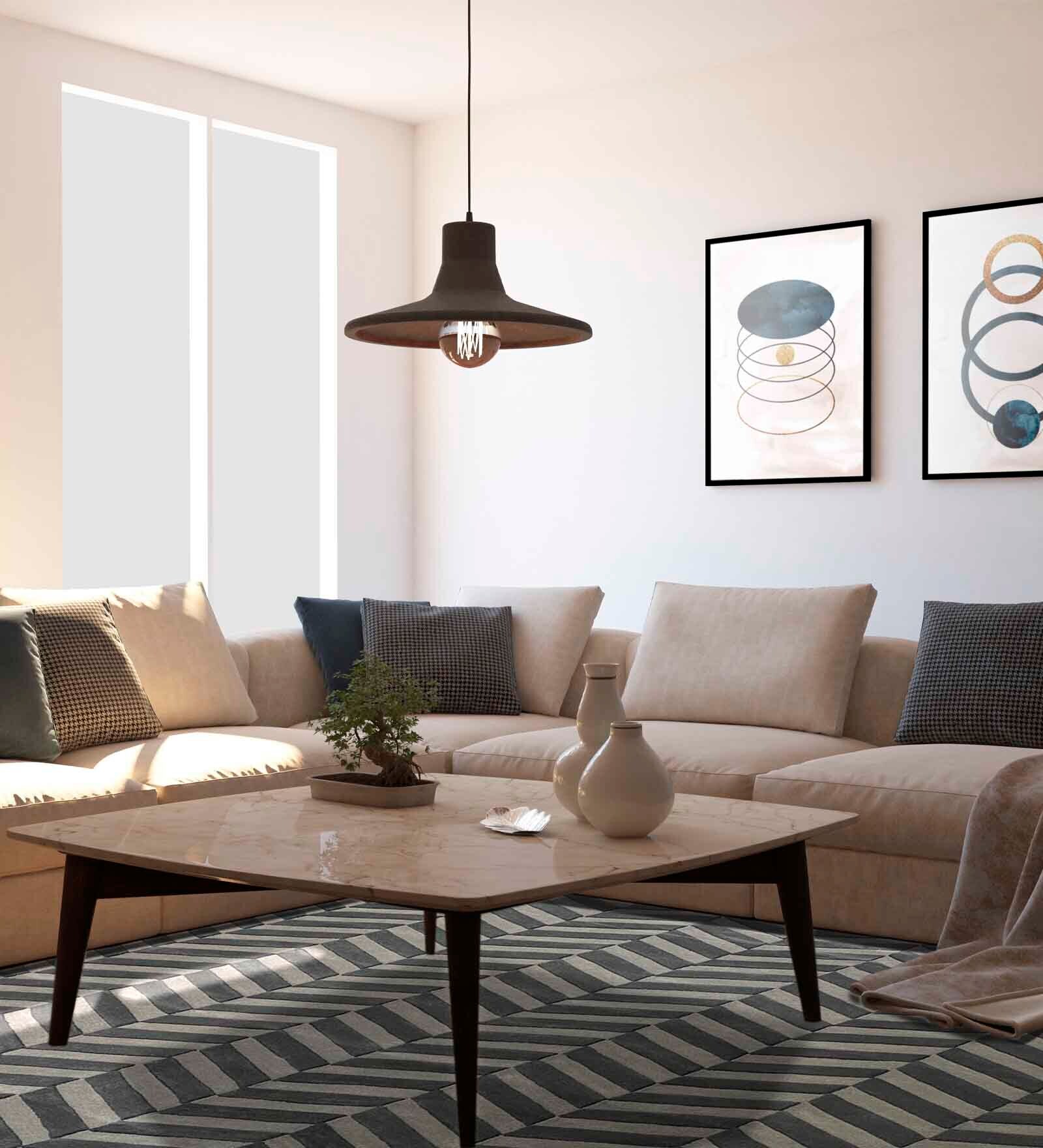 Green Geometrical Wool 4 ft x 6 ft Hand Tufted Carpet