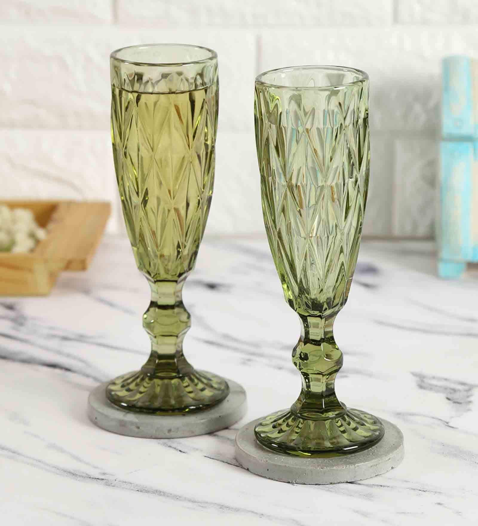 Green 150ml (Set of 2) Champagne Glass
