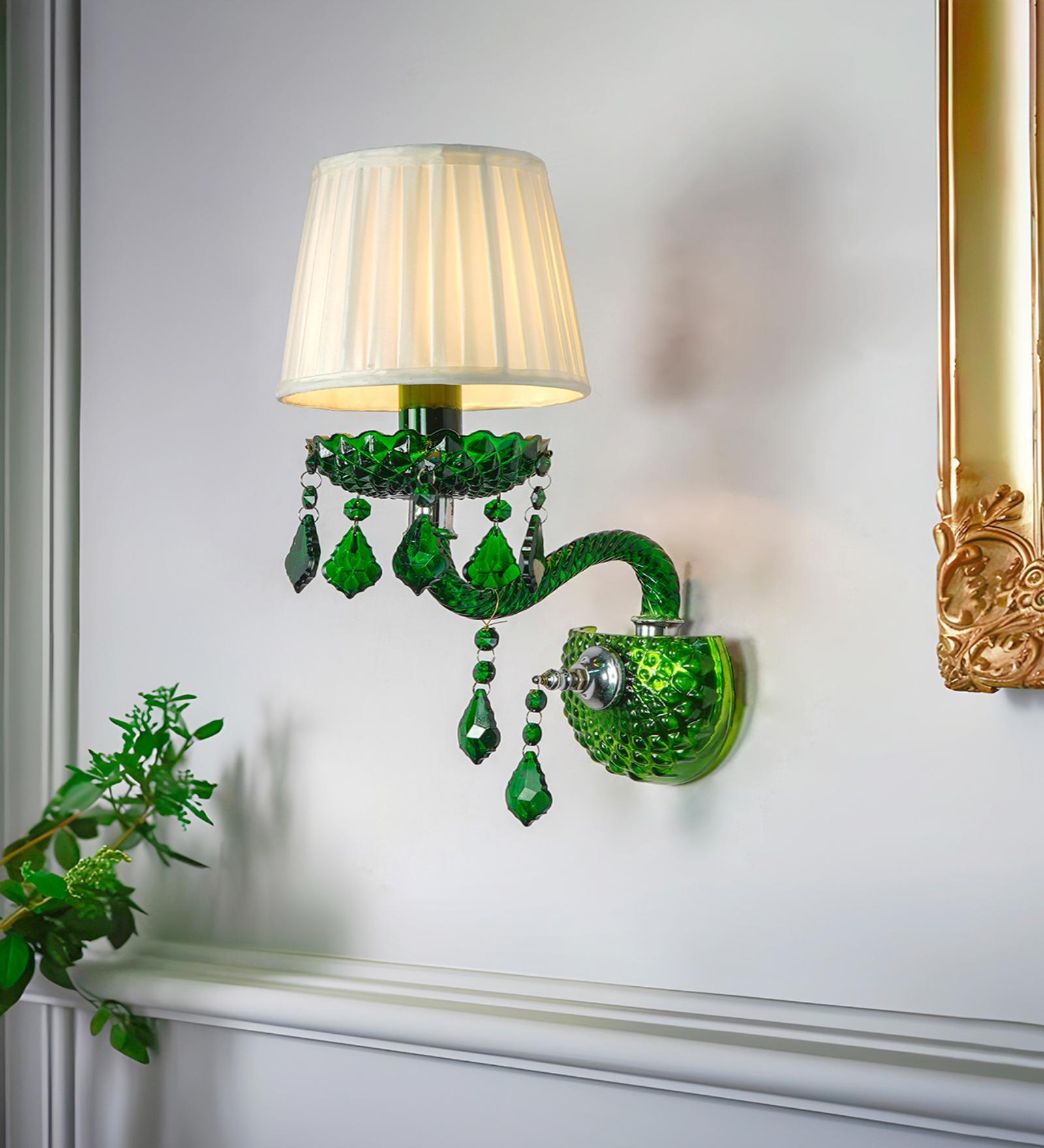 Green Glass Uplight Wall Scones