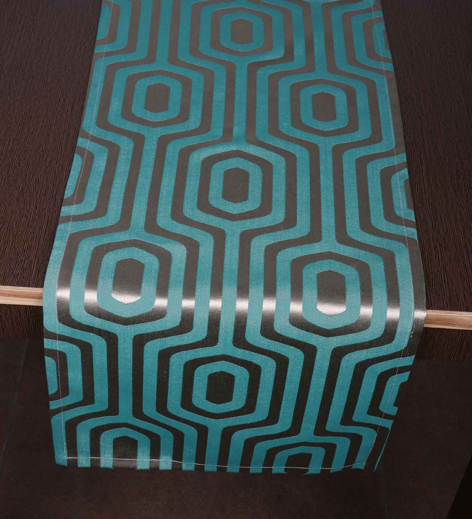 Green Hallway Geometric Cotton Jacquard (96 x 13) Table Runner