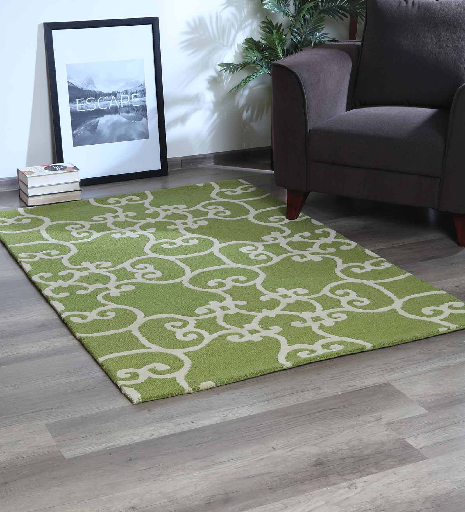 Abstract Pattern Wool Hand Tufted 4 X 6 Feet Carpet