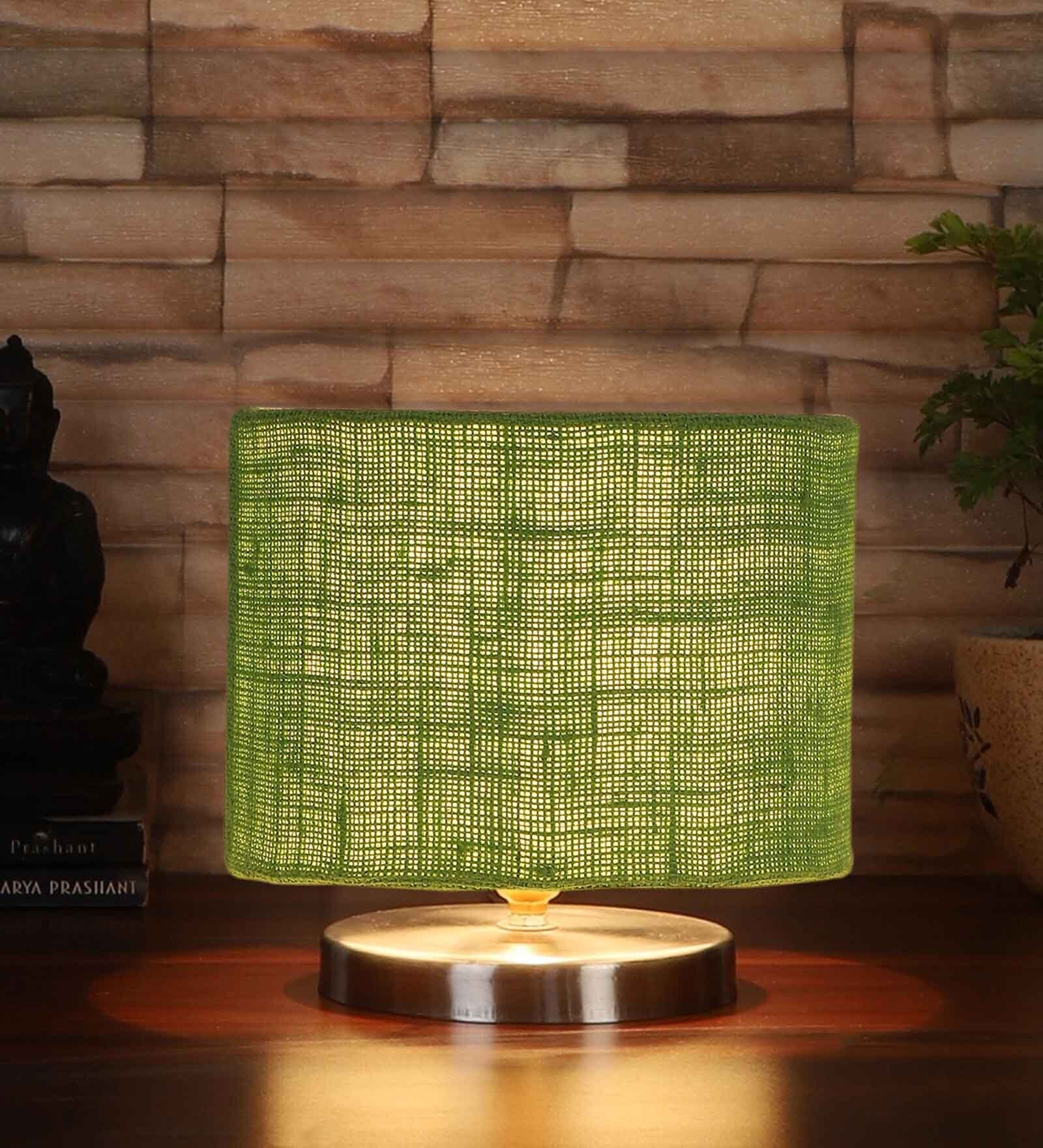 Green Jute Table Lamp with Steel Base -32