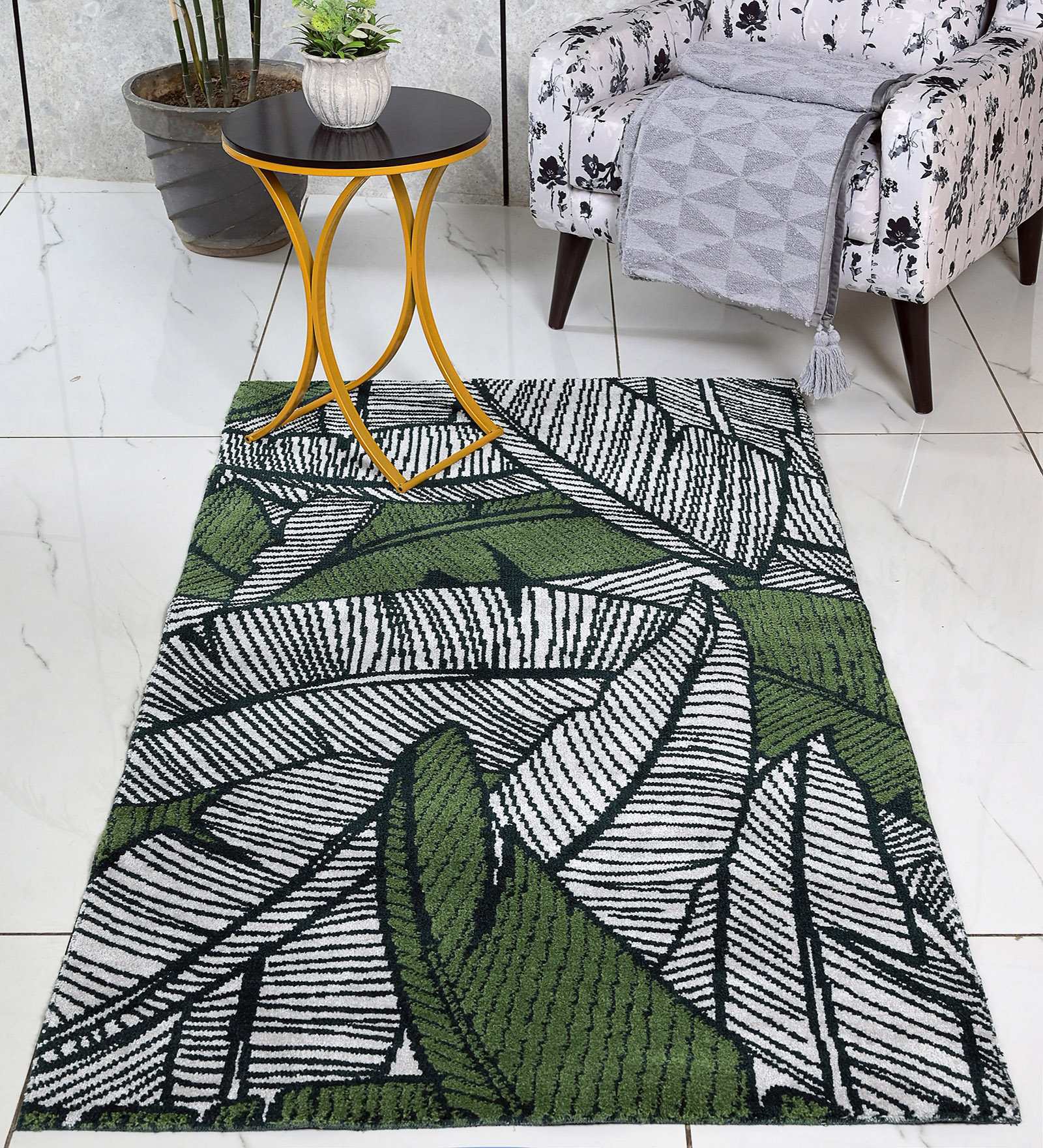 Green Kera Modern Pile 5X7 Ft Carpet