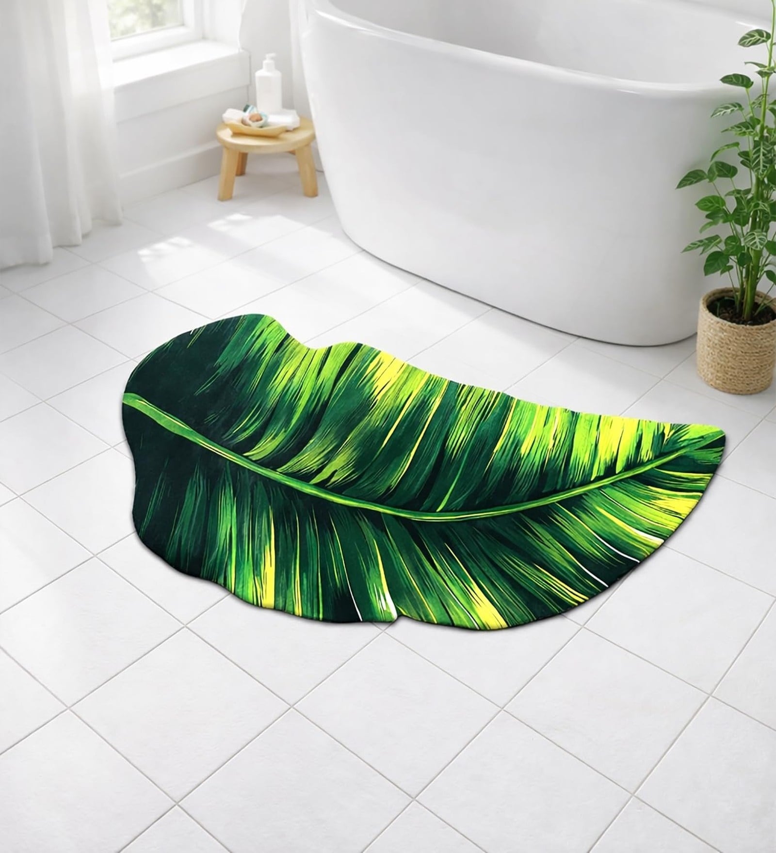 Green Leaf Rubber 16x34 Inches Anti Skid Bath Mat