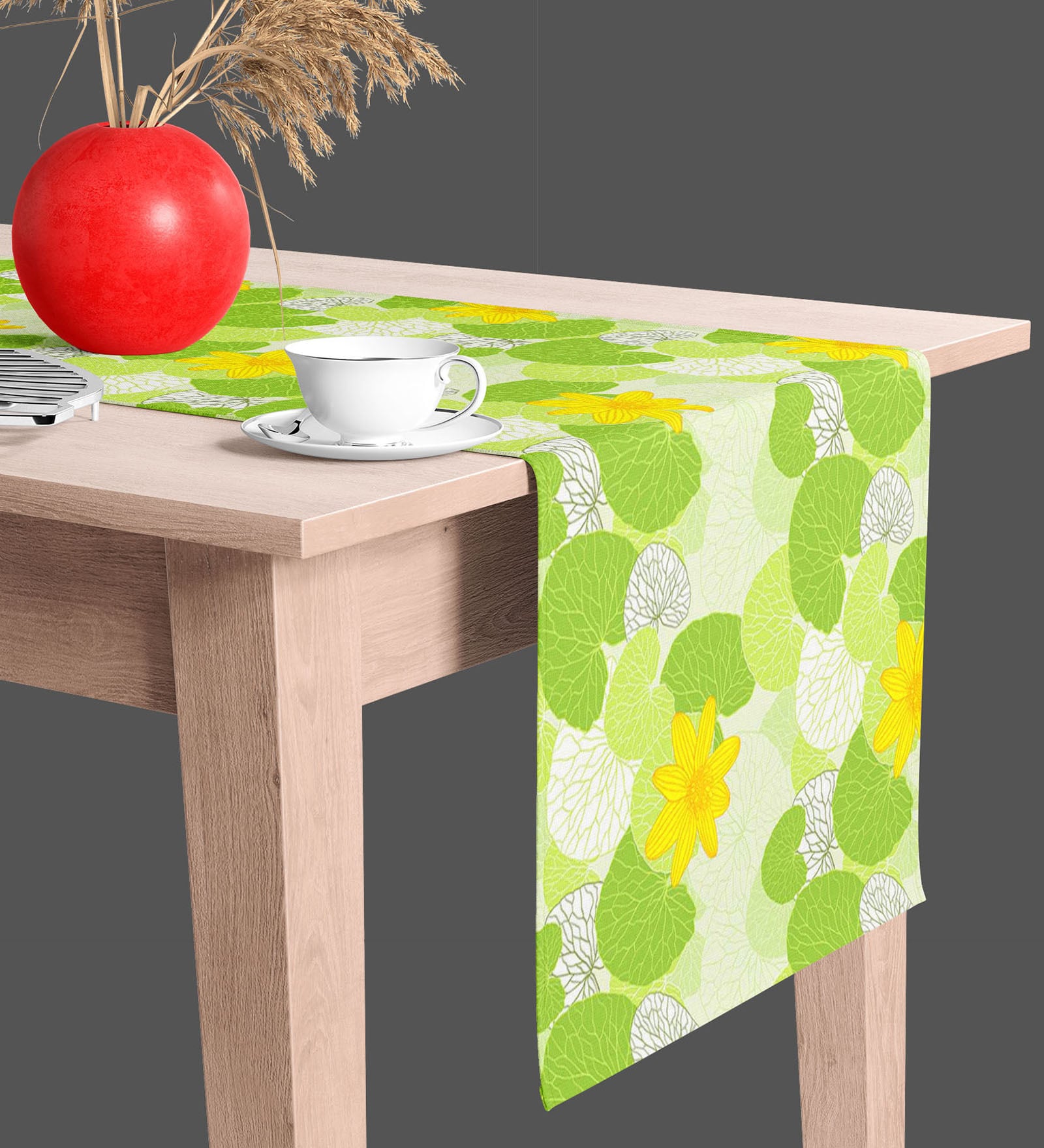 Green Leaves   Multicolor (72 x 12) Cotton Canvas Table Runner