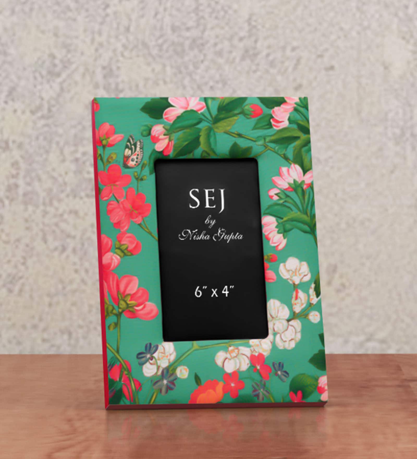 Green Mdf Wood 8 X 0.5 X 10 Inch Floral From Sej Photo Frame