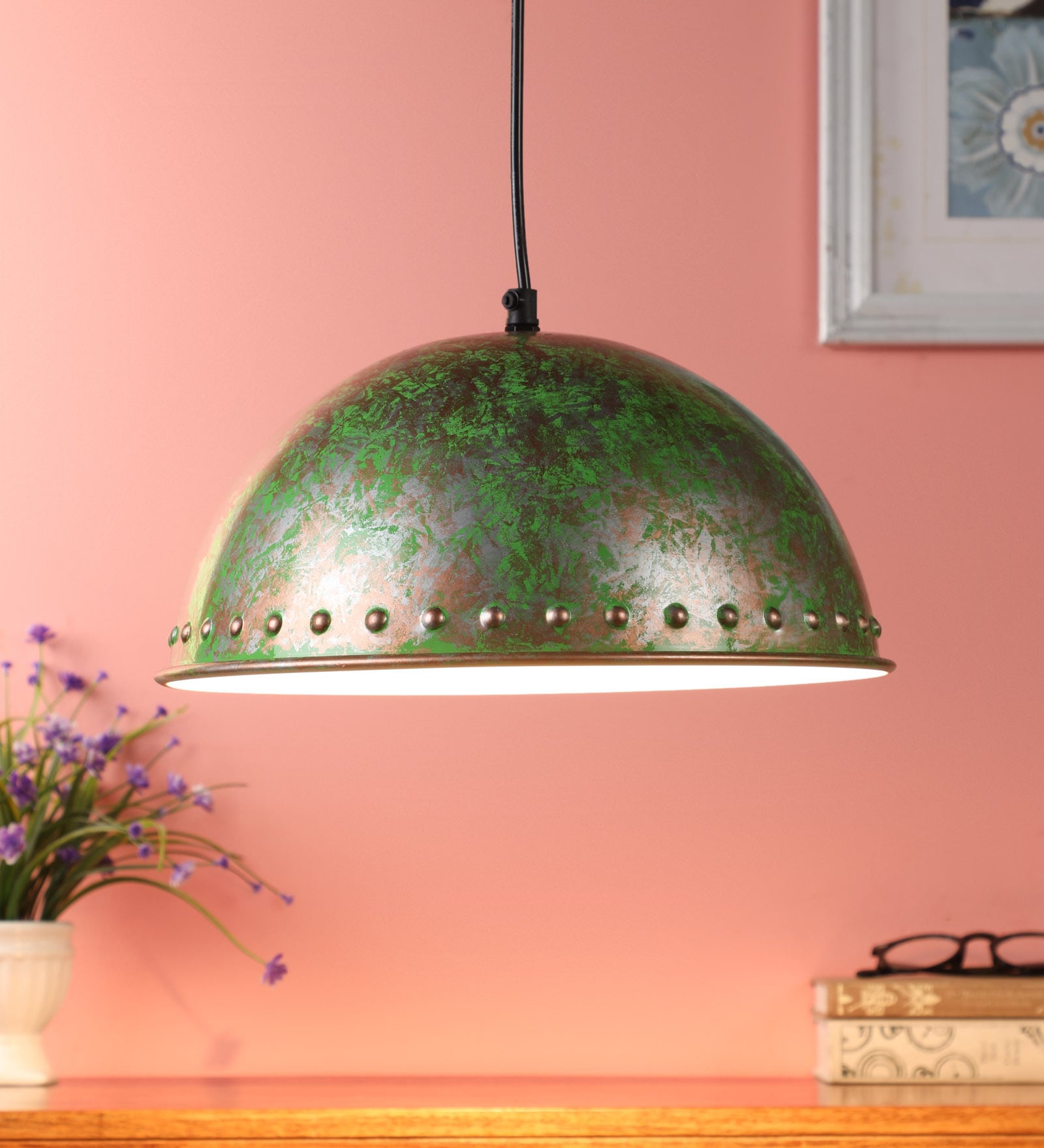 Green Metal Single Hanging Lights