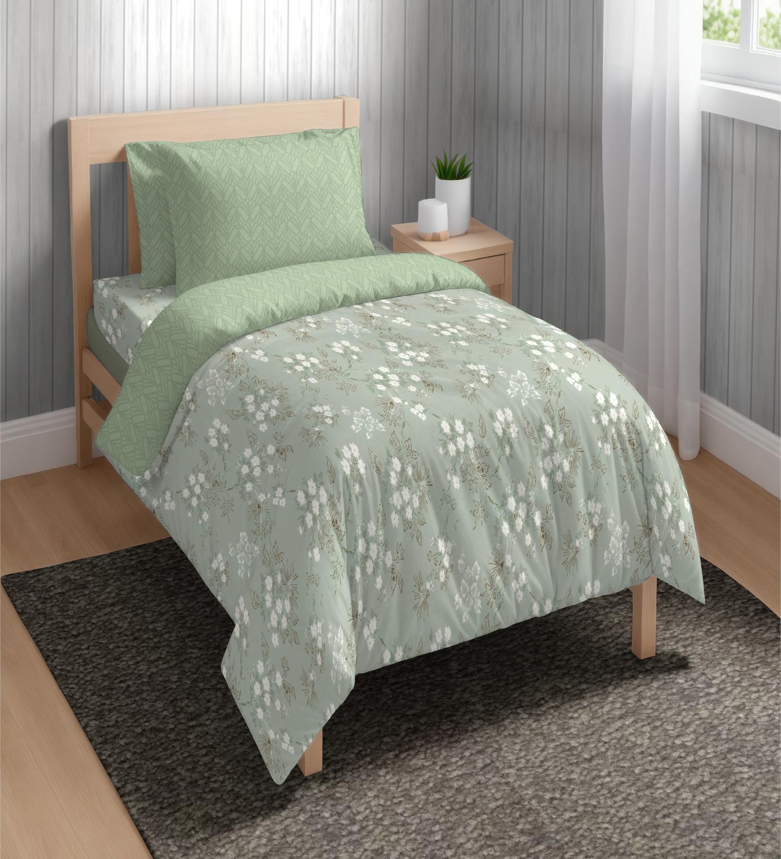 Green Microfiber Floral 150 GSM Single Bed Comforter