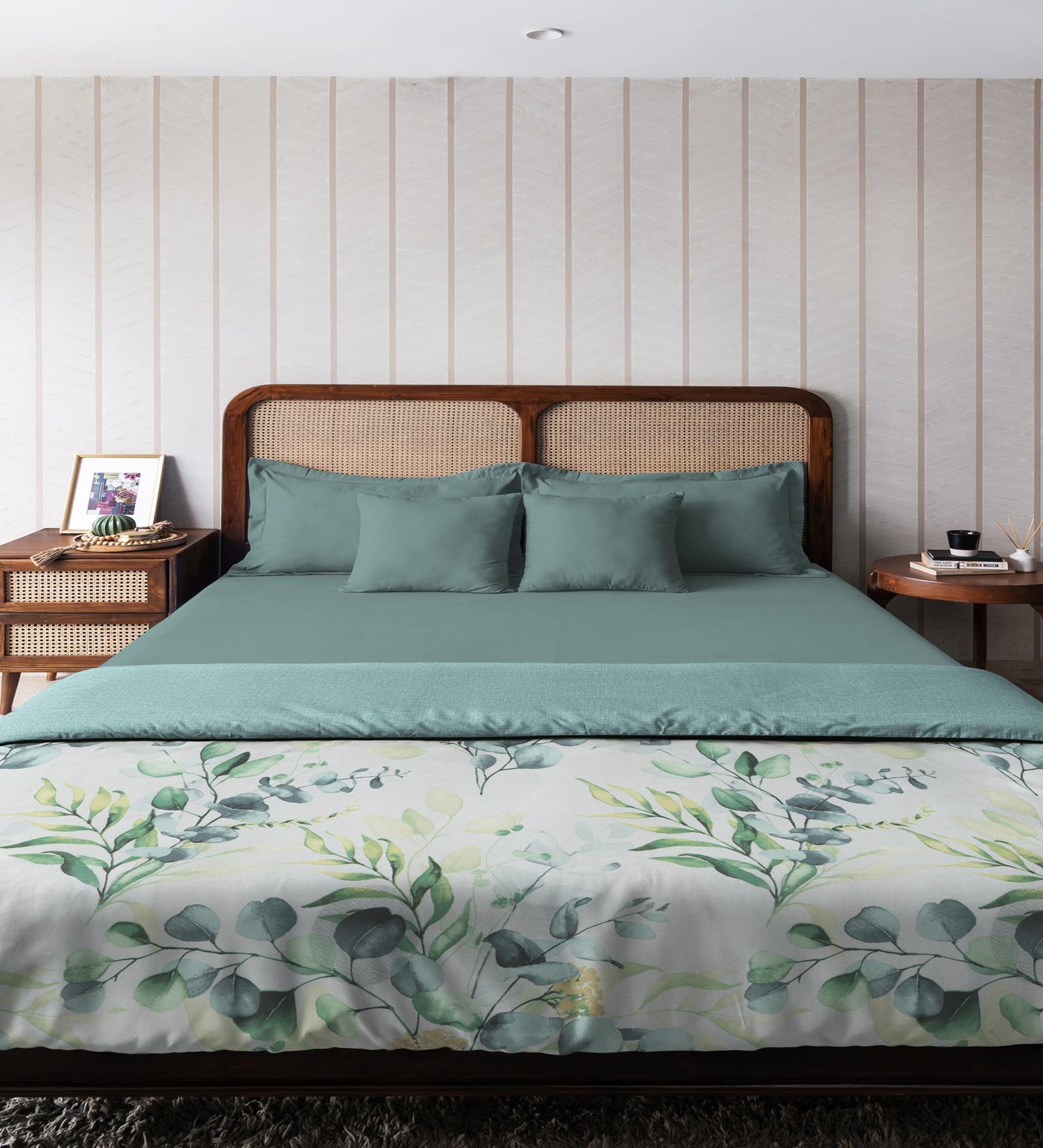 Green Microfiber Floral 80 GSM Double Bed Dohar