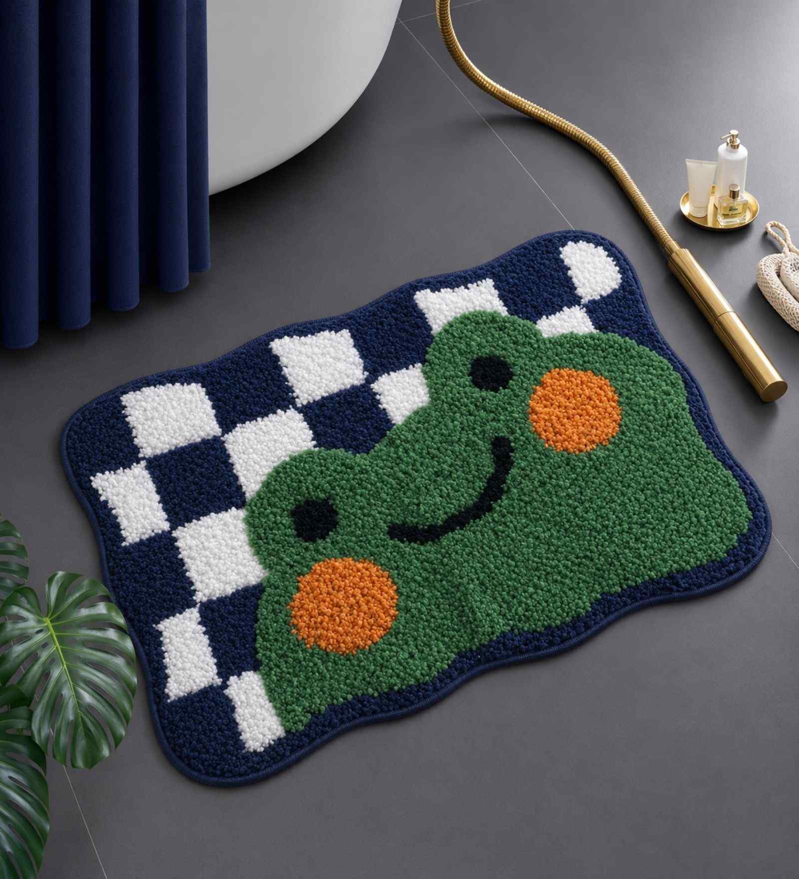 Green Frog Microfibre 24X16 Inches Anti-Skid Bath Mat