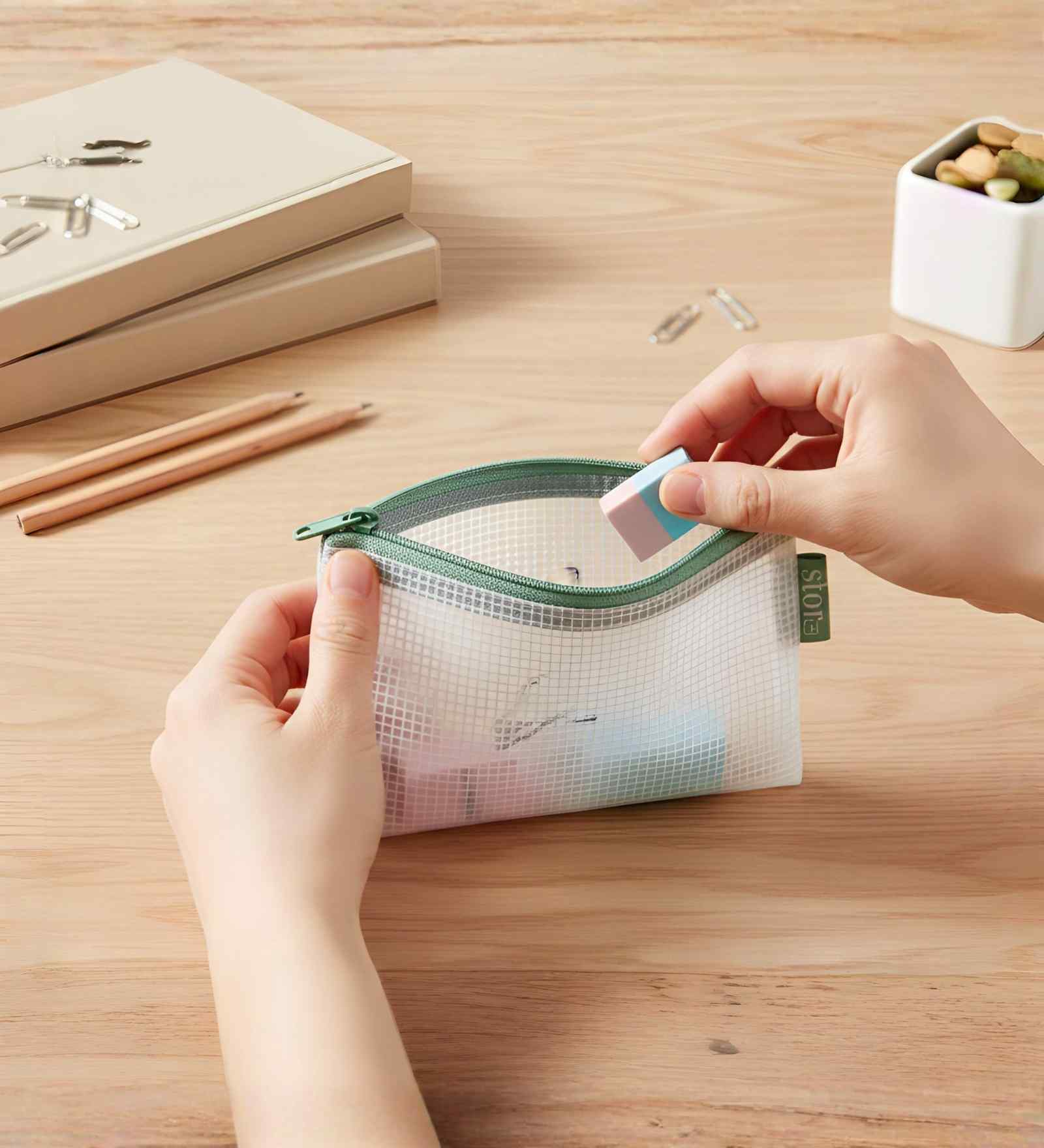 Green Mini ZiPolypropyleneer Pouch Multipurpose Utility Organizer