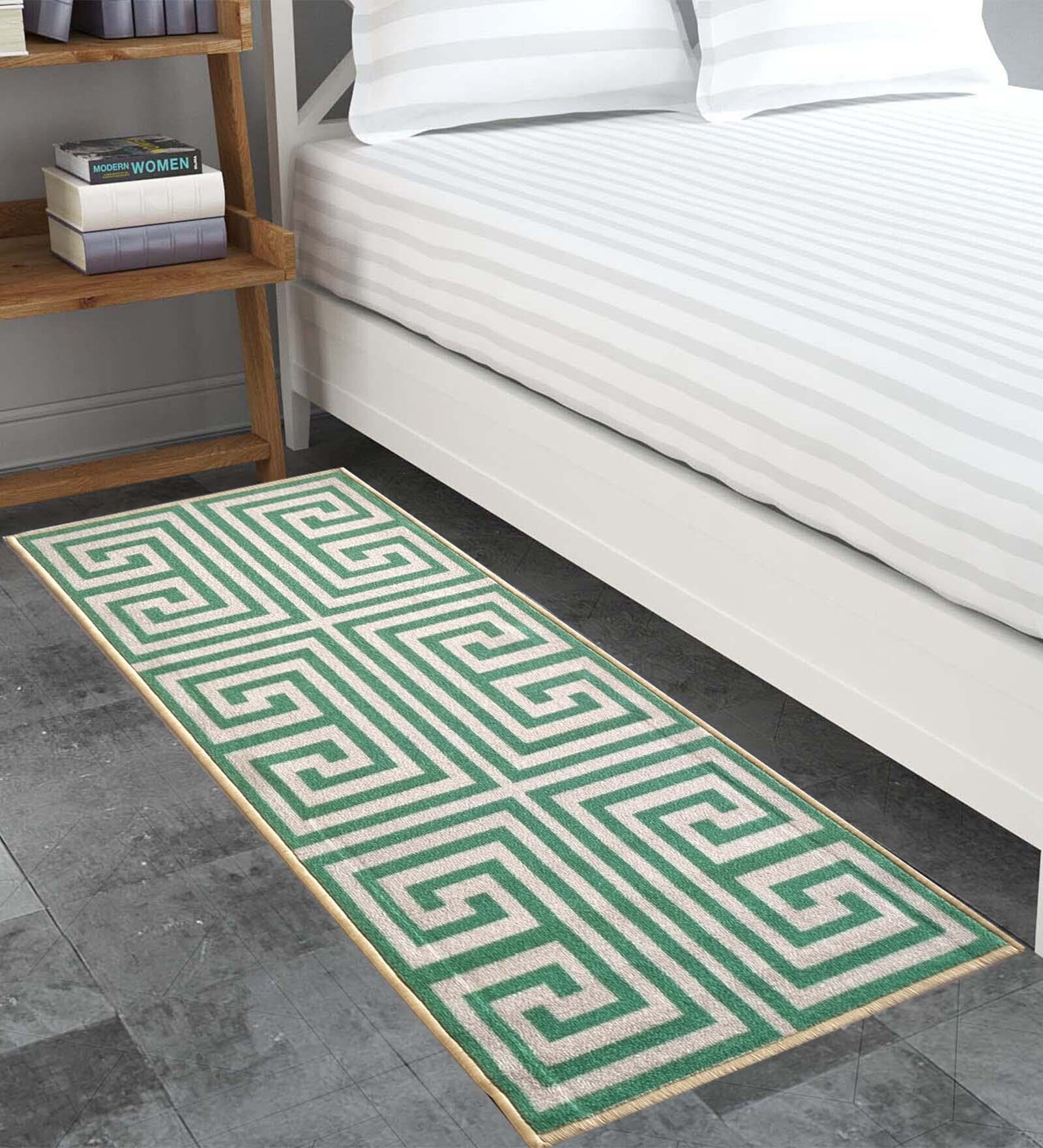 Buy Green Nylon Geometric Pattern 47.2 x 19.6 Inches Runner at 44% OFF ...