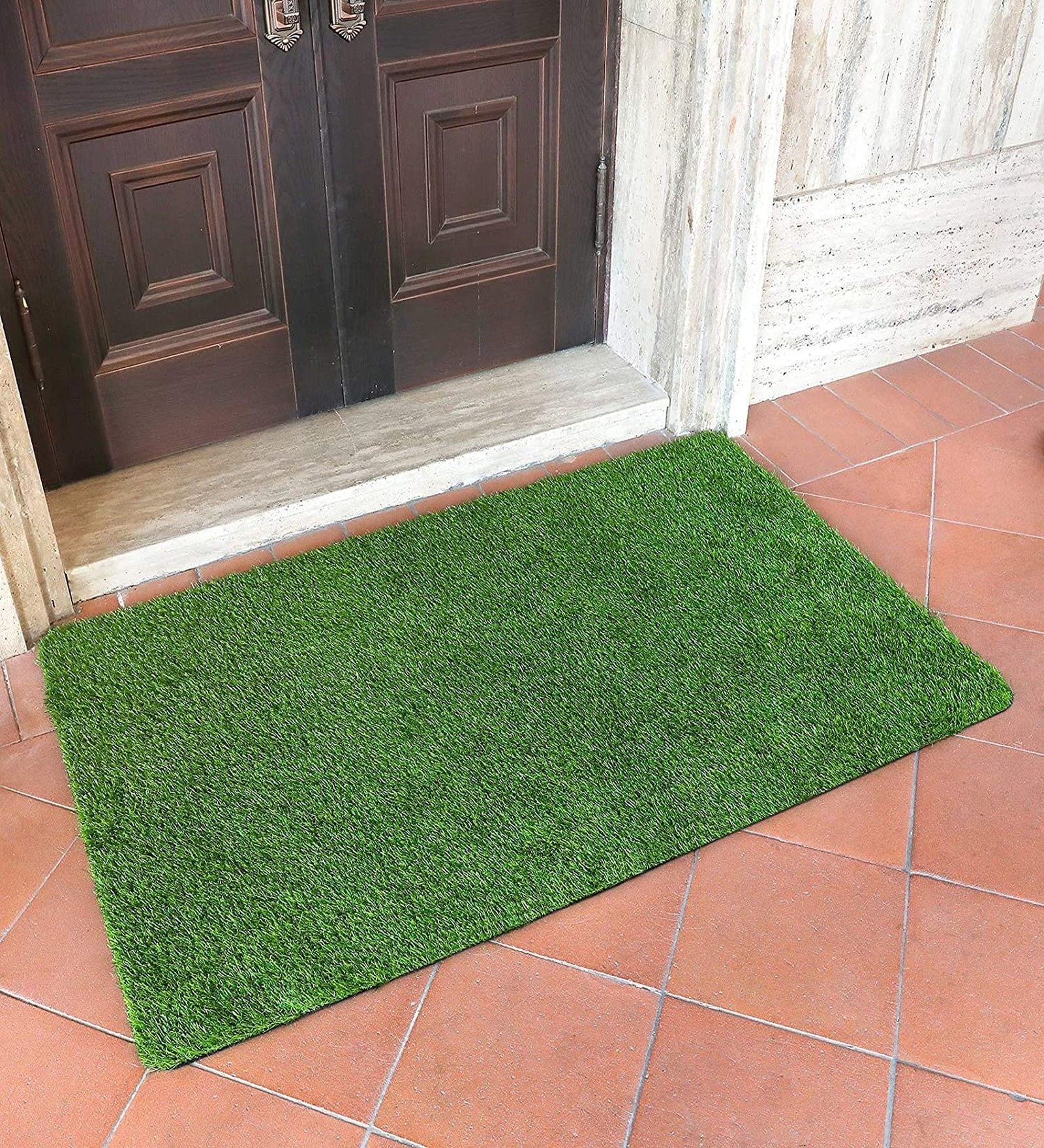 Green Plastic 16x24 Inches Pet Friendly Balcony Grass Mat