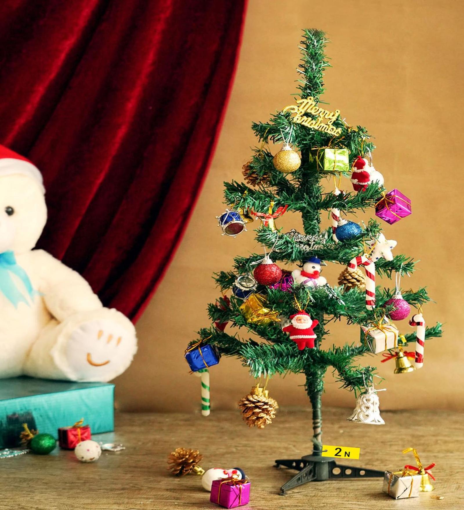 Green Plastic 2 Feet Christmas Tree With Stand