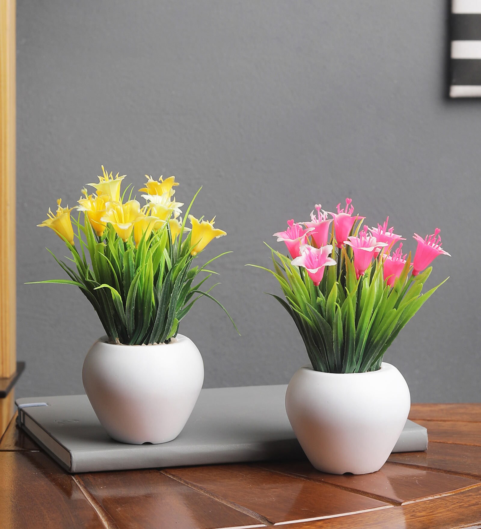 Buy Plastic Green And Blend Combo Of 2 Mini With Thin Long Leaves With