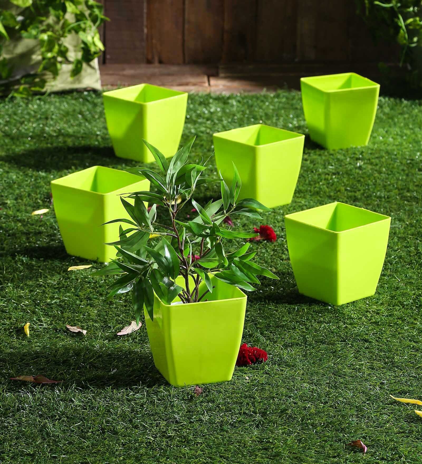 Buy Green Plastic Planter Set Of 6 By Meded at 31 OFF by Meded Pepperfry