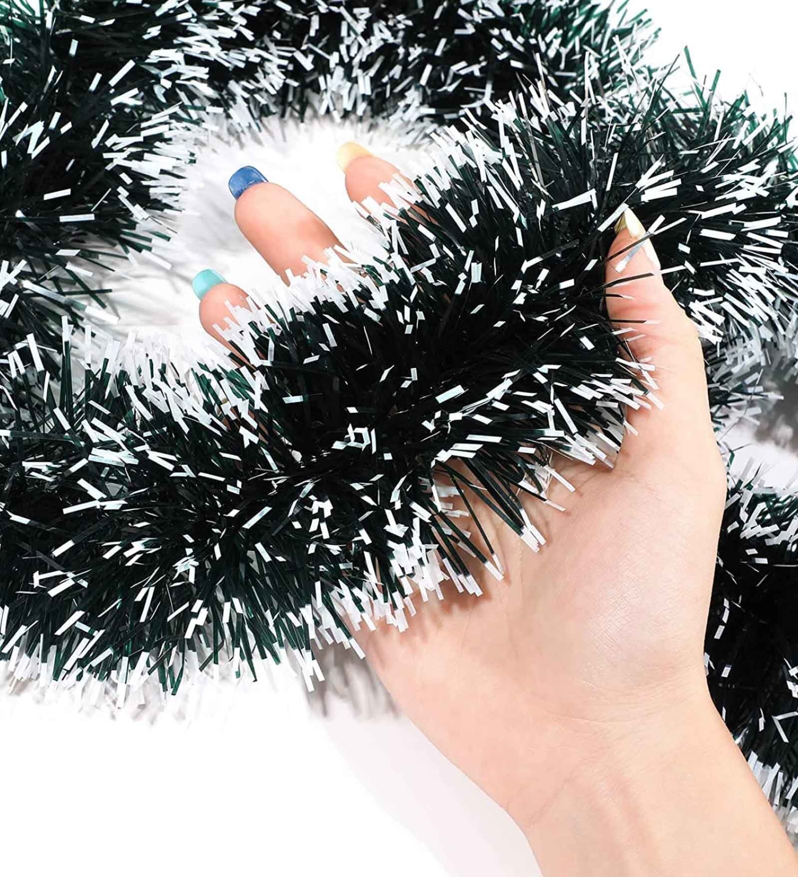 Green Plastic Snow Christmas Garland